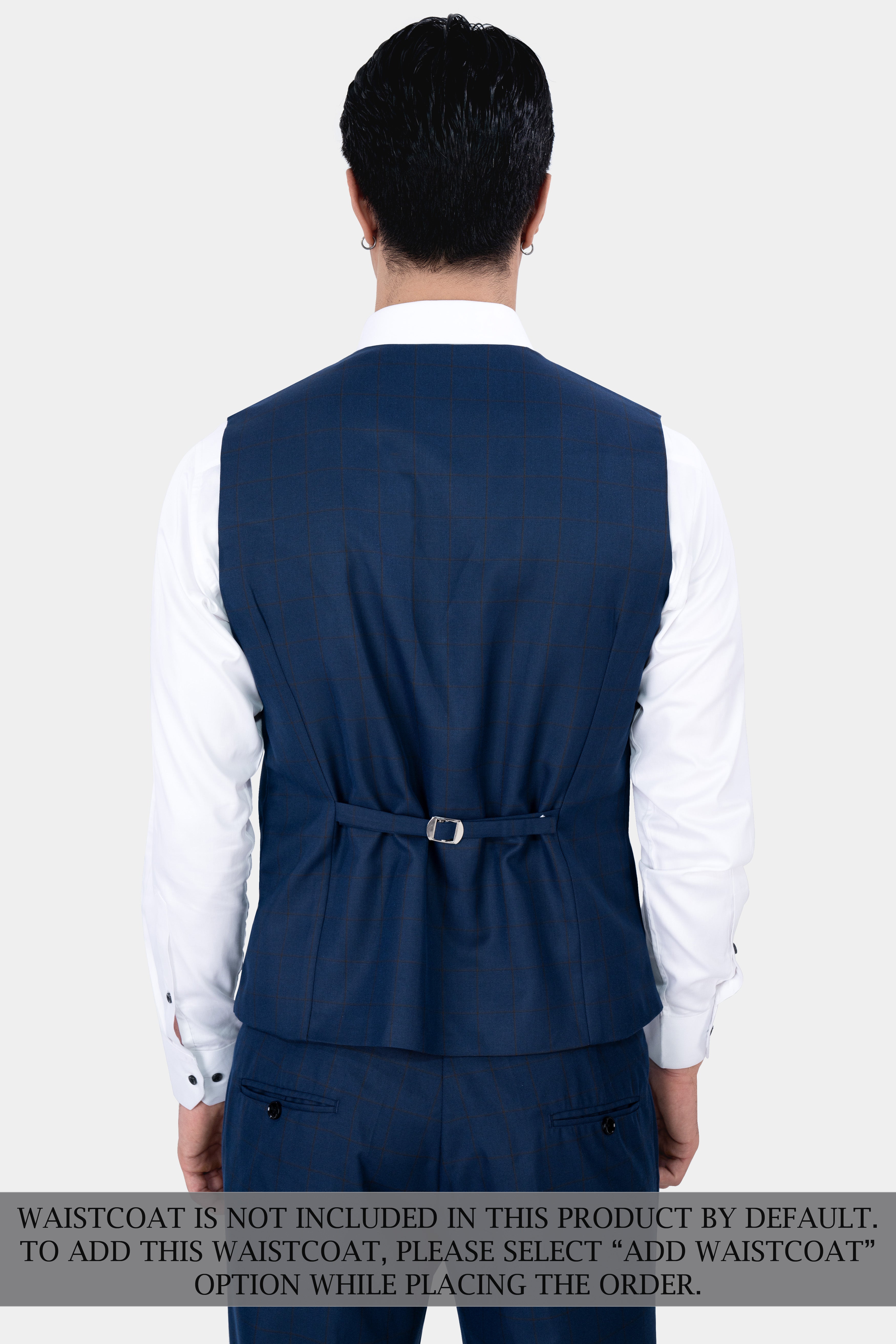 Tangaroa Blue and Subtle Black Checkered Wool Rich Suit