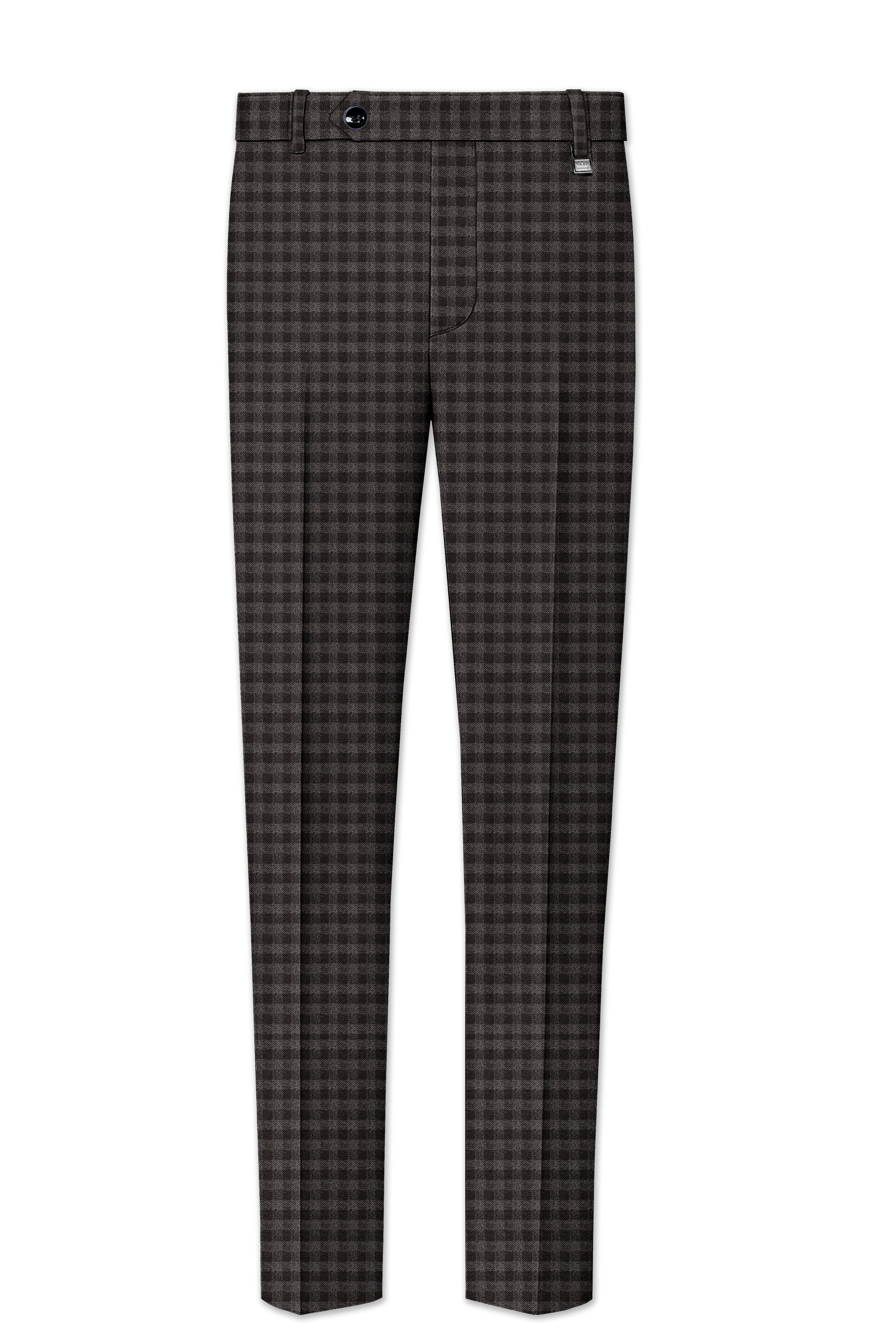 Jade Black and Storm Brown Checkered Wool Rich Double Breasted Suit