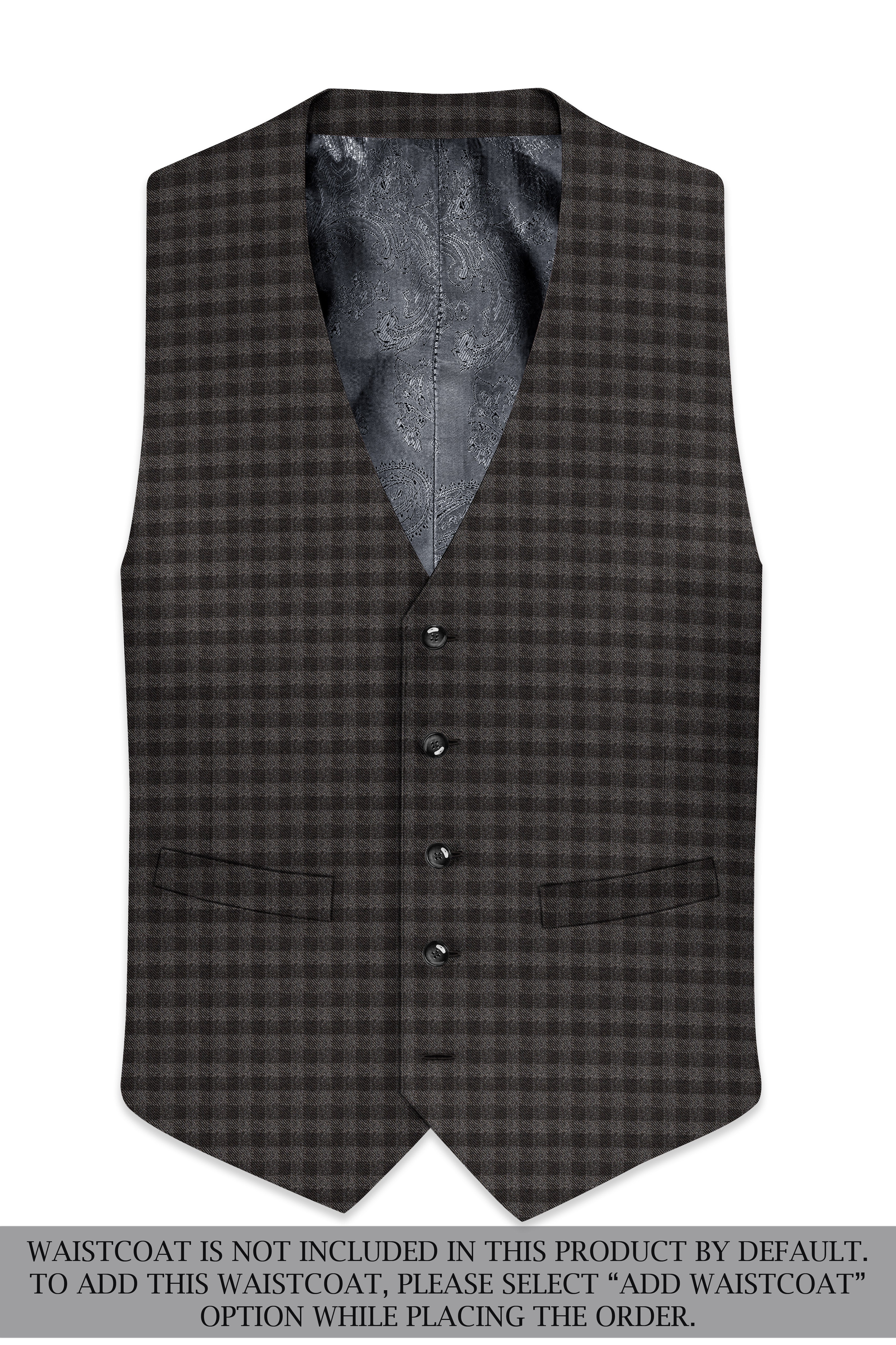 Jade Black and Storm Brown Checkered Wool Rich Double Breasted Suit