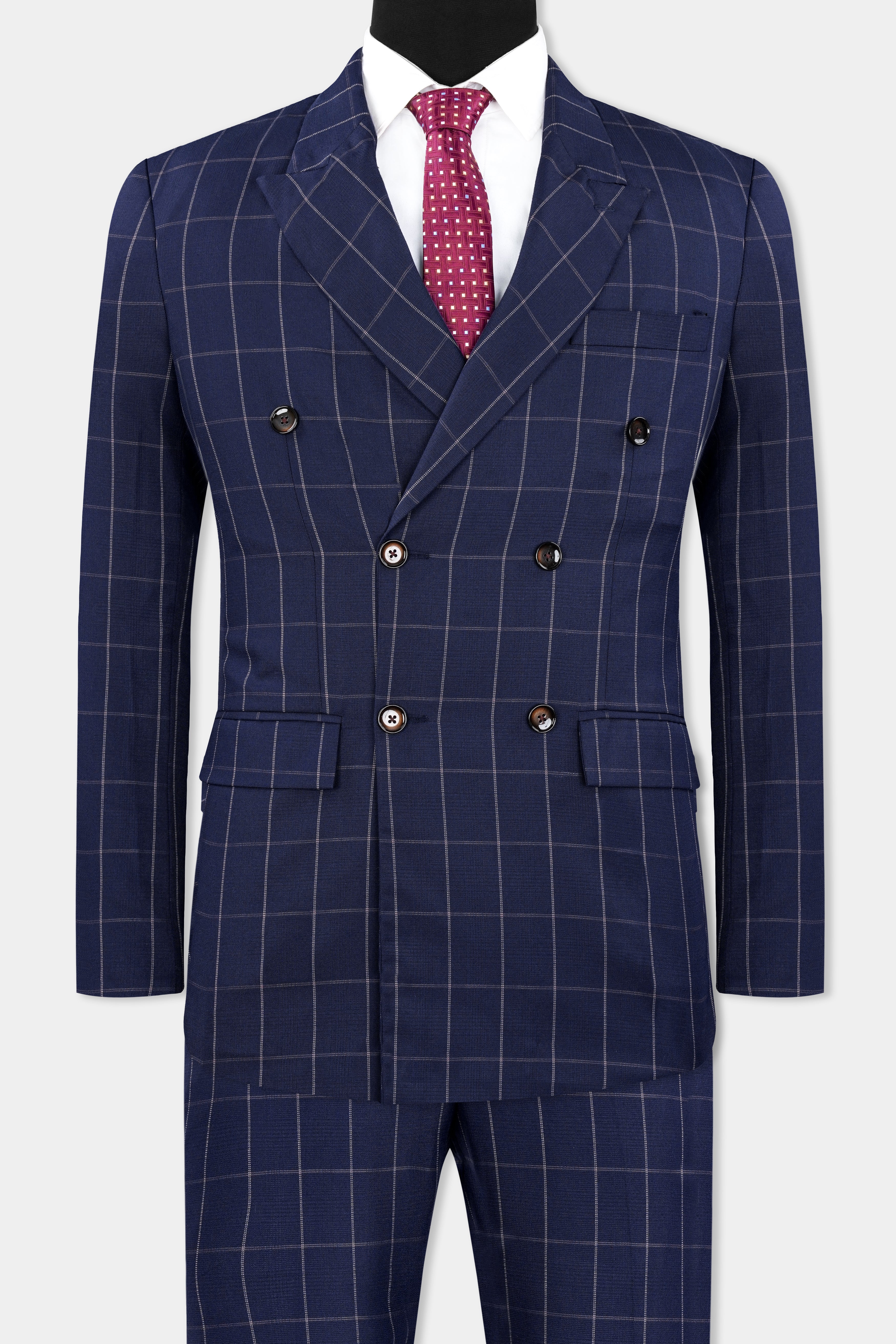 Admiral Blue Windowpane Wool Rich Double Breasted Suit ST2904-DB-36, ST2904-DB-38, ST2904-DB-40, ST2904-DB-42, ST2904-DB-44, ST2904-DB-46, ST2904-DB-48, ST2904-DB-50, ST2904-DB-52, ST2904-DB-54, ST2904-DB-56, ST2904-DB-58, ST2904-DB-60