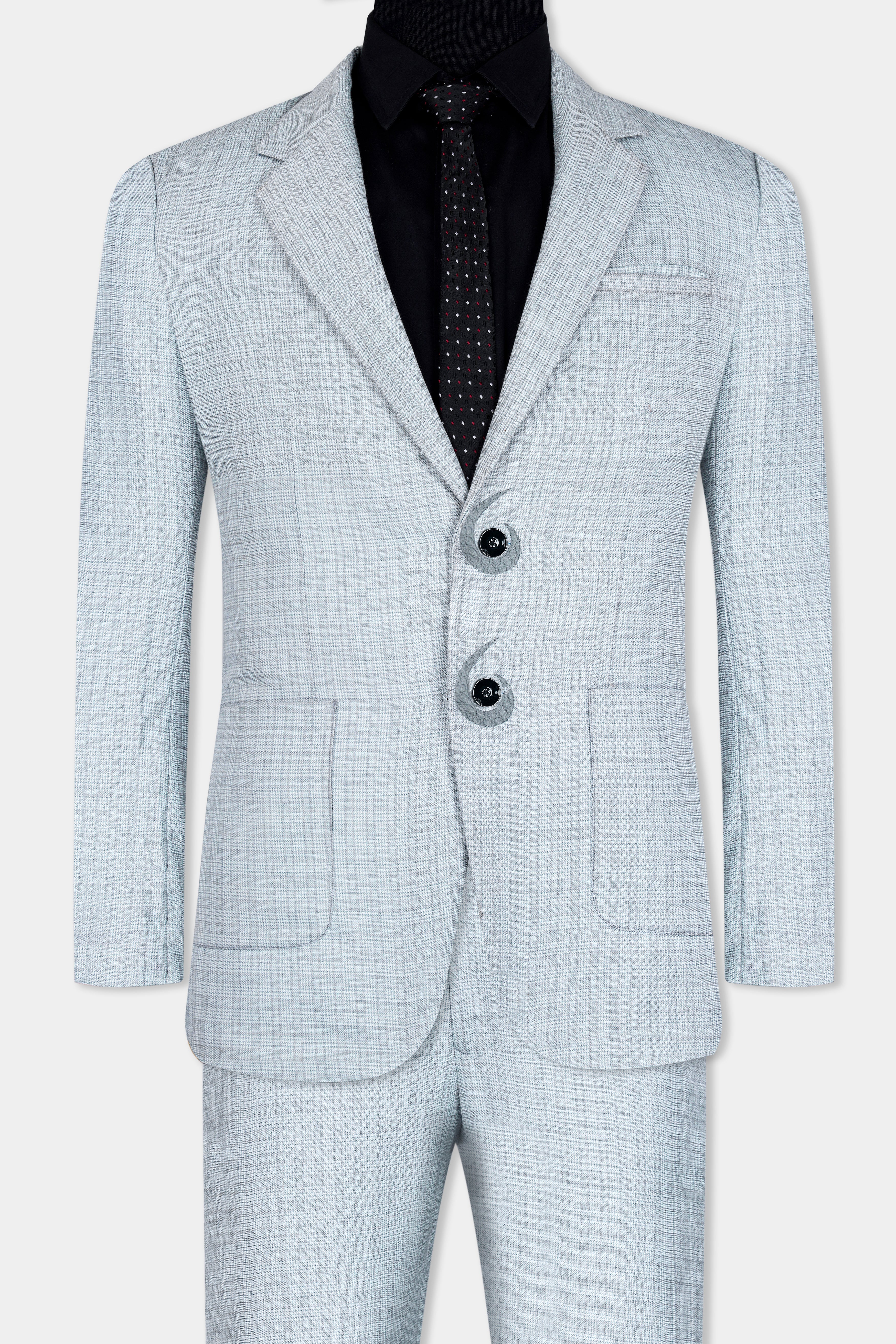 Tiara Gray Checkered with Embroidered Wool Rich Designer Suit ST2929-SB-PP-D58-36, ST2929-SB-PP-D58-38, ST2929-SB-PP-D58-40, ST2929-SB-PP-D58-42, ST2929-SB-PP-D58-44, ST2929-SB-PP-D58-46, ST2929-SB-PP-D58-48, ST2929-SB-PP-D58-50, ST2929-SB-PP-D58-52, ST2929-SB-PP-D58-54, ST2929-SB-PP-D58-56, ST2929-SB-PP-D58-58, ST2929-SB-PP-D58-60