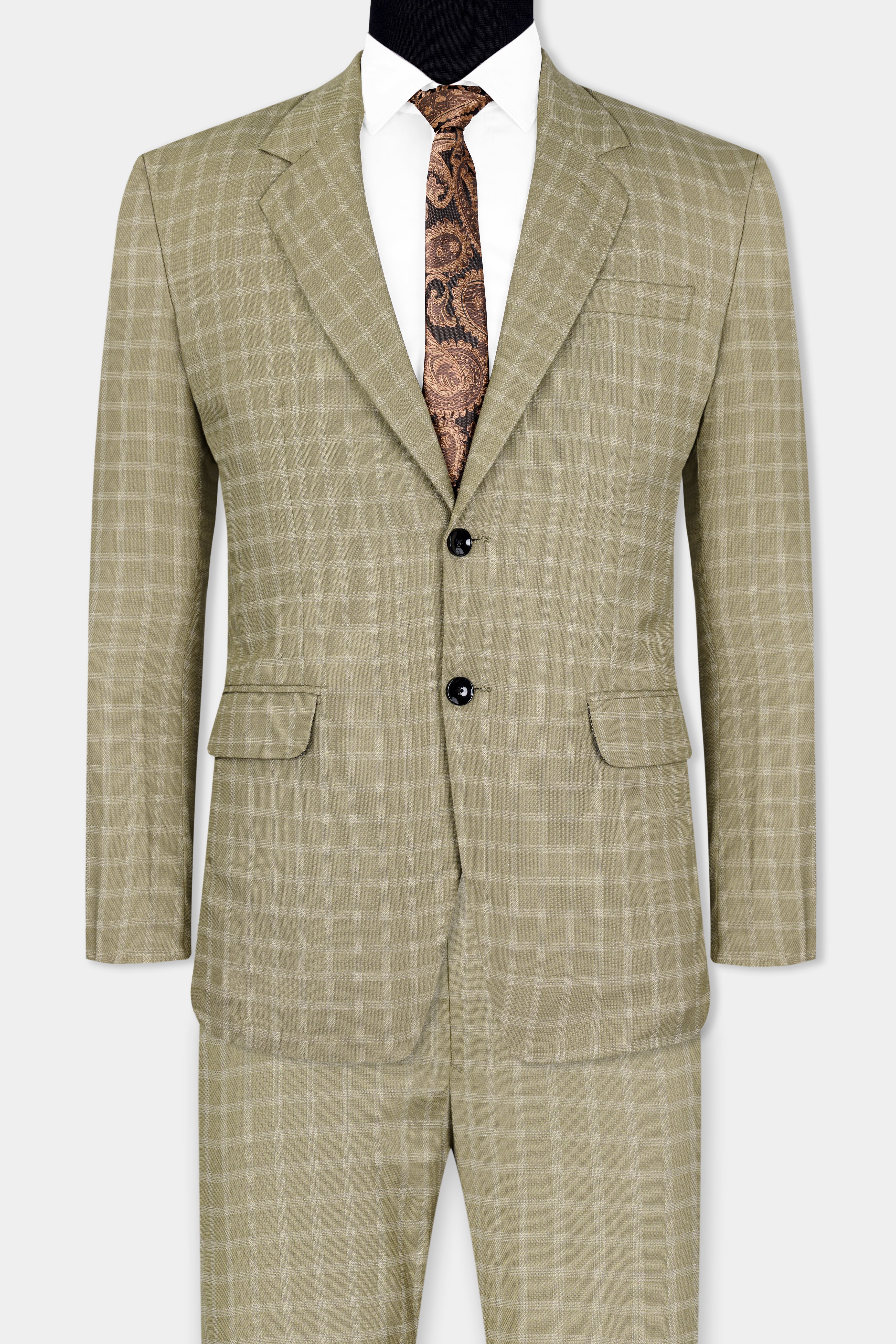 Sandrift Brown Checkered Wool Rich Single Breasted Suit ST2931-SB-36, ST2931-SB-38, ST2931-SB-40, ST2931-SB-42, ST2931-SB-44, ST2931-SB-46, ST2931-SB-48, ST2931-SB-50, ST2931-SB-52, ST2931-SB-54, ST2931-SB-56, ST2931-SB-58, ST2931-SB-60