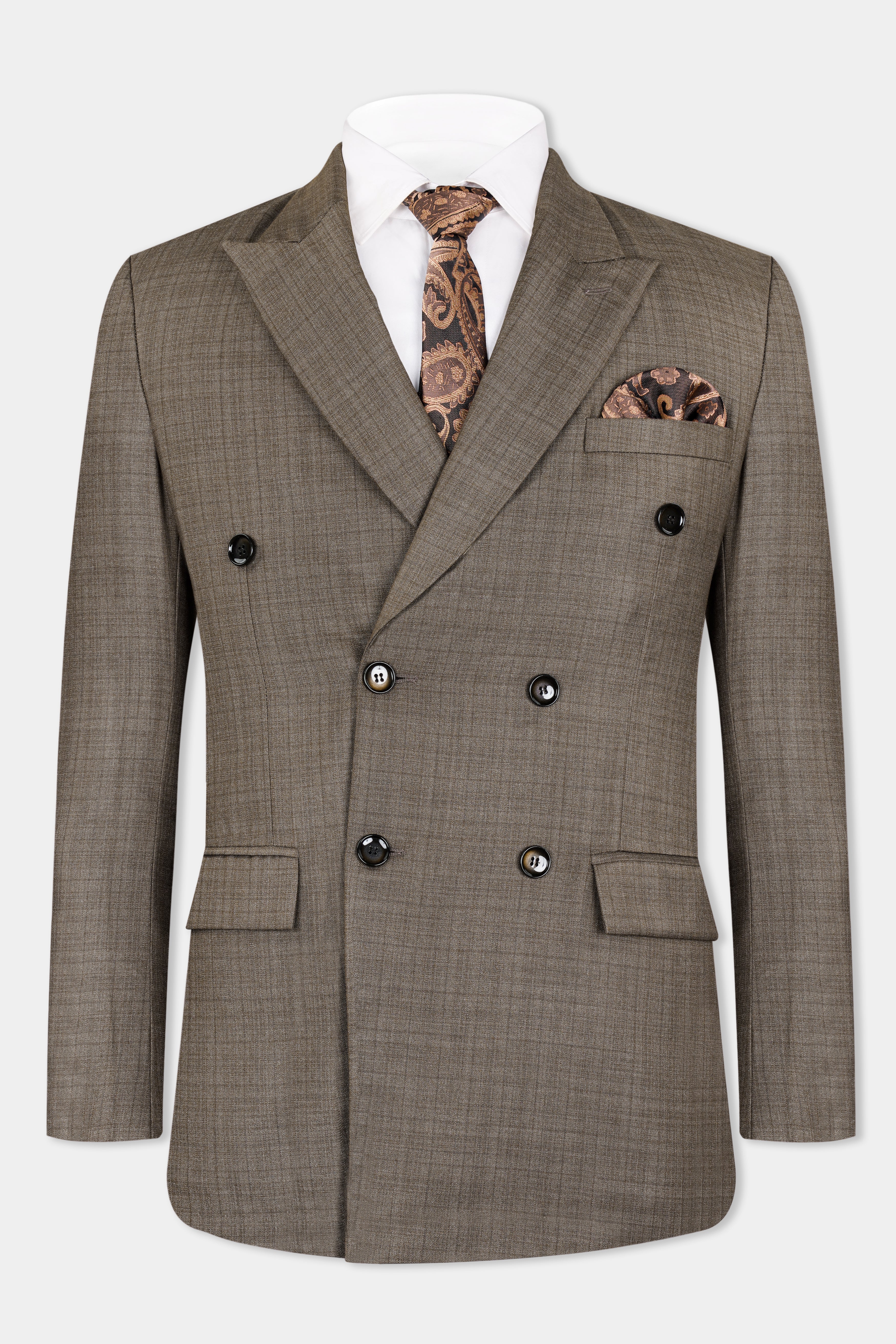 Hemp Brown Checkered Wool Rich Double Breasted Suit ST2935-DB-36, ST2935-DB-38, ST2935-DB-40, ST2935-DB-42, ST2935-DB-44, ST2935-DB-46, ST2935-DB-48, ST2935-DB-50, ST2935-DB-52, ST2935-DB-54, ST2935-DB-56, ST2935-DB-58, ST2935-DB-60