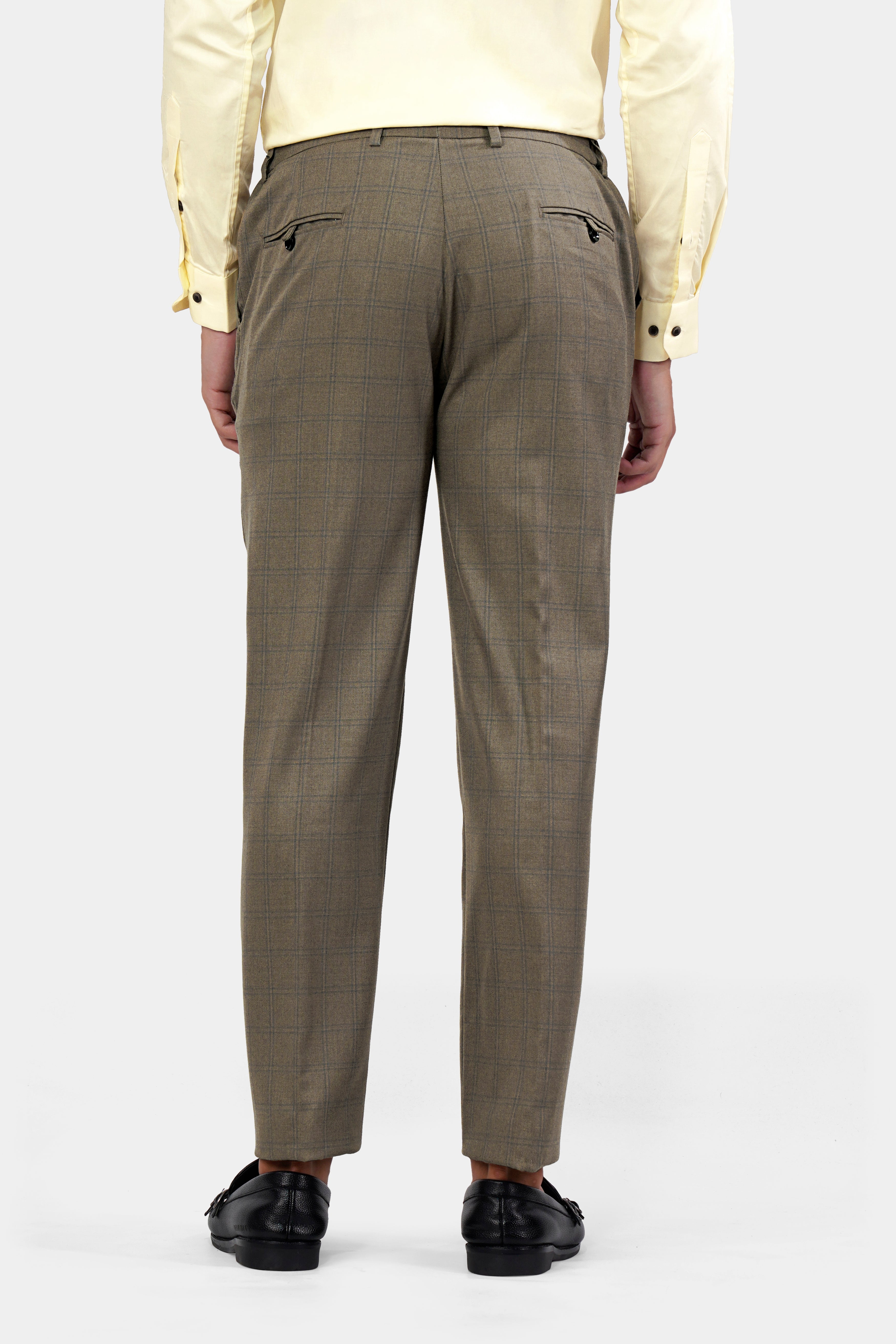 Makara Brown Checkered and Tortilla Brown Wool Rich Designer Suit