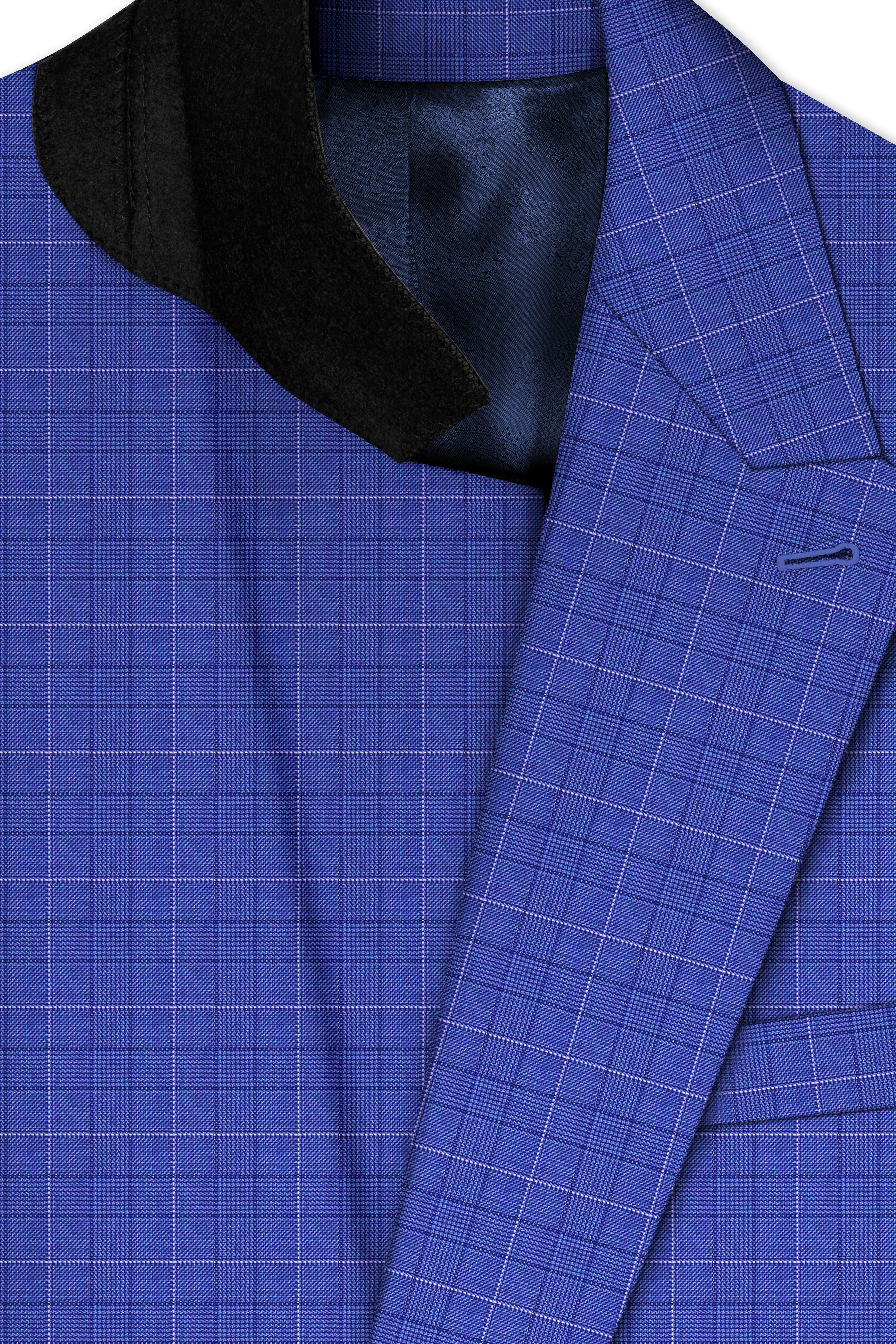 Yonder Blue Plaid Wool Rich Double Breasted Suit