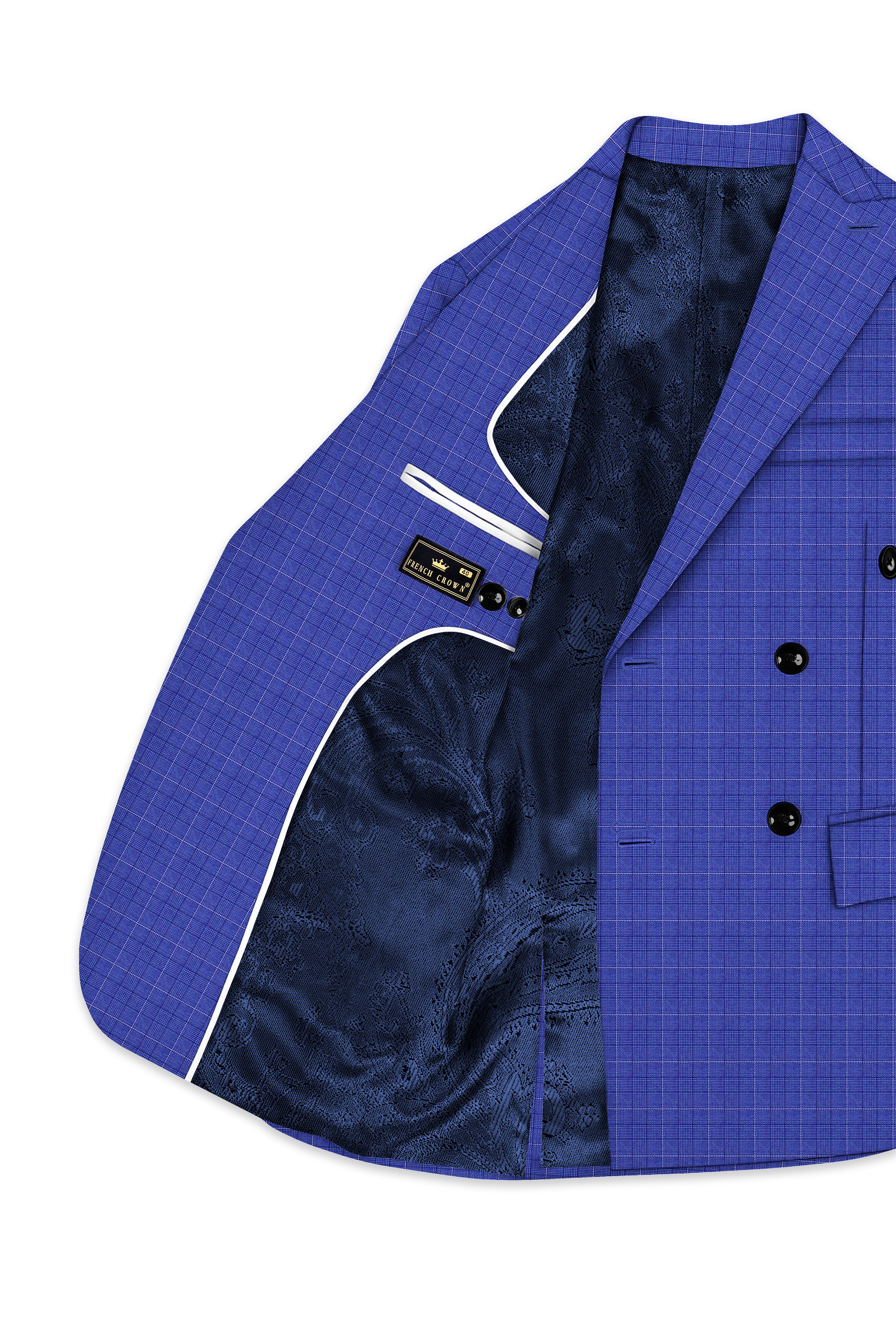 Yonder Blue Plaid Wool Rich Double Breasted Suit