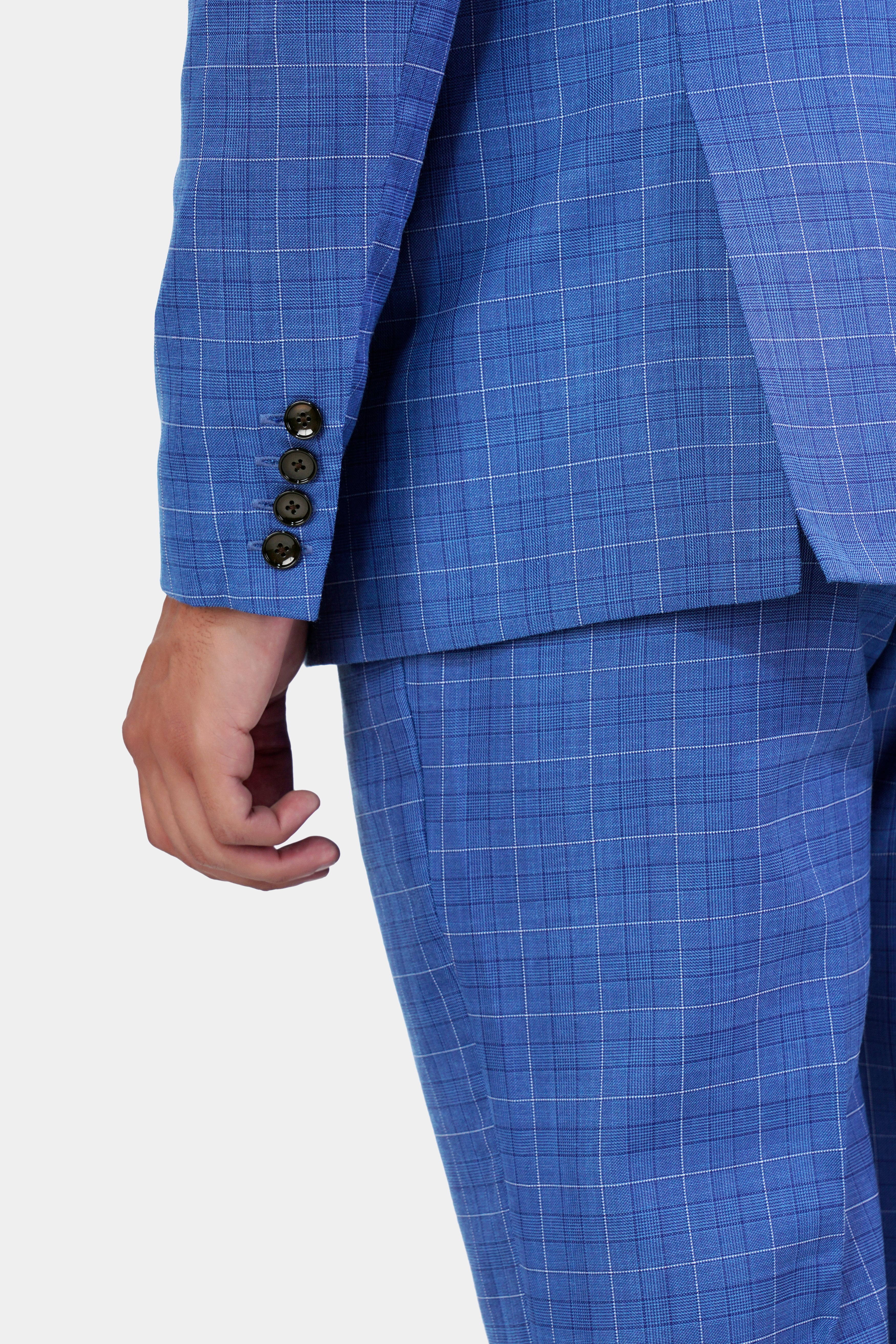 Cobalt Blue Checkered Wool Rich Double Breasted Suit ST2947-DB-36, ST2947-DB-38, ST2947-DB-40, ST2947-DB-42, ST2947-DB-44, ST2947-DB-46, ST2947-DB-48, ST2947-DB-50, ST2947-DB-52, ST2947-DB-54, ST2947-DB-56, ST2947-DB-58, ST2947-DB-60