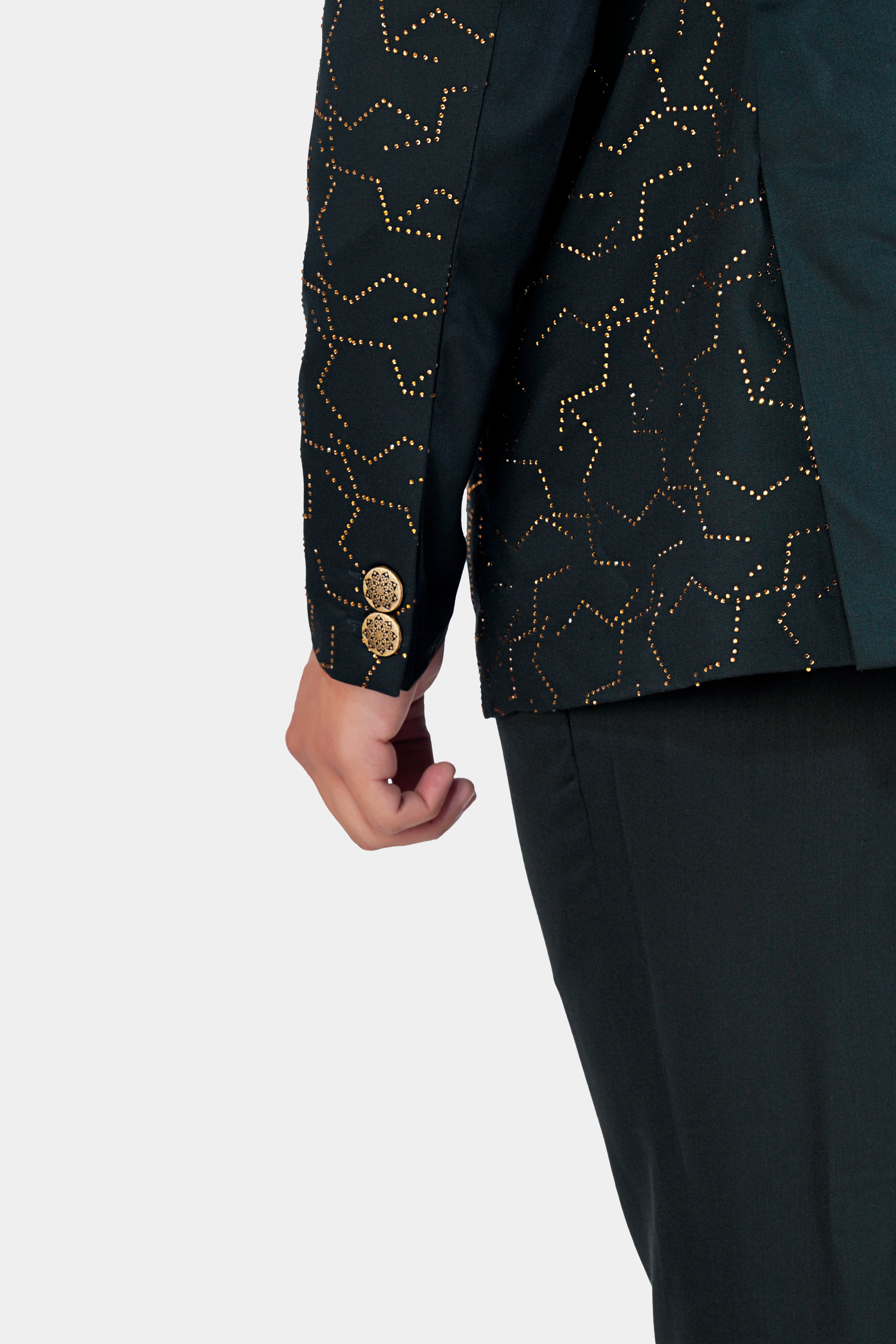 Prussian Green Wool Rich Stonework Cross Buttoned Bandhgala Designer Suit ST2960-CBG-D513-36, ST2960-CBG-D513-38, ST2960-CBG-D513-40, ST2960-CBG-D513-42, ST2960-CBG-D513-44, ST2960-CBG-D513-46, ST2960-CBG-D513-48, ST2960-CBG-D513-50, ST2960-CBG-D513-52, ST2960-CBG-D513-54, ST2960-CBG-D513-56, ST2960-CBG-D513-58, ST2960-CBG-D513-60