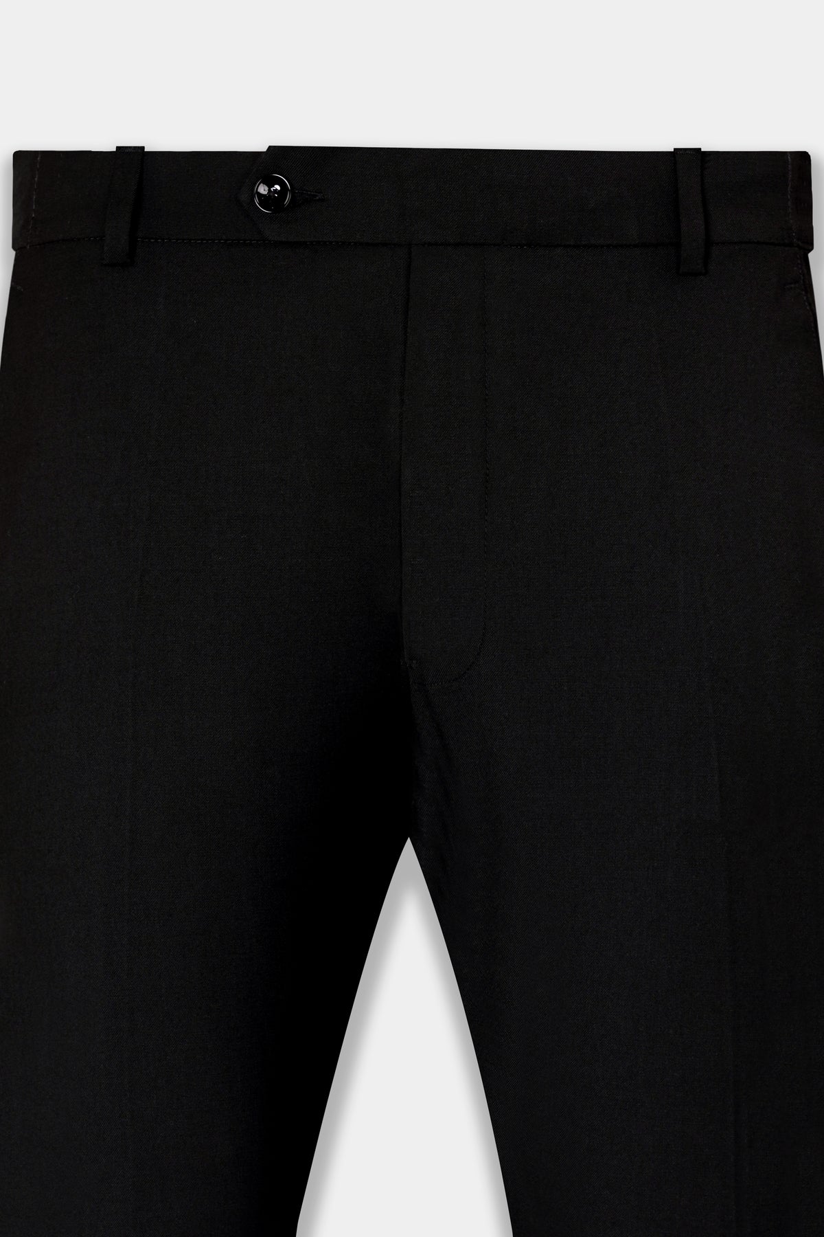 Jade Black Stretchable Wool Rich Bandhgala Designer Suit