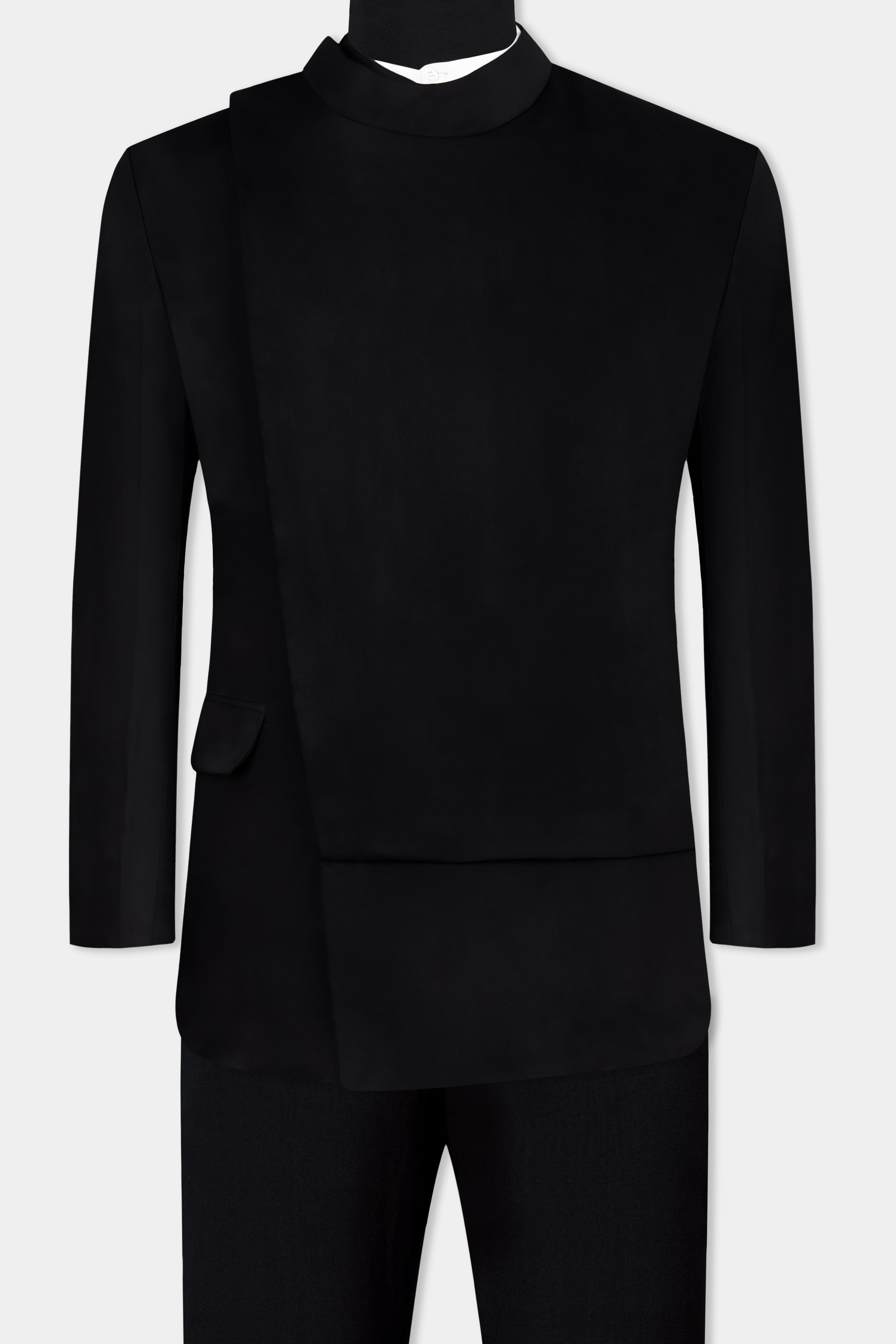 Jade Black Wool Rich Bandhgala Designer Suit ST2979-D174-36, ST2979-D174-38, ST2979-D174-40, ST2979-D174-42, ST2979-D174-44, ST2979-D174-46, ST2979-D174-48, ST2979-D174-50, ST2979-D174-52, ST2979-D174-54, ST2979-D174-56, ST2979-D174-58, ST2979-D174-60