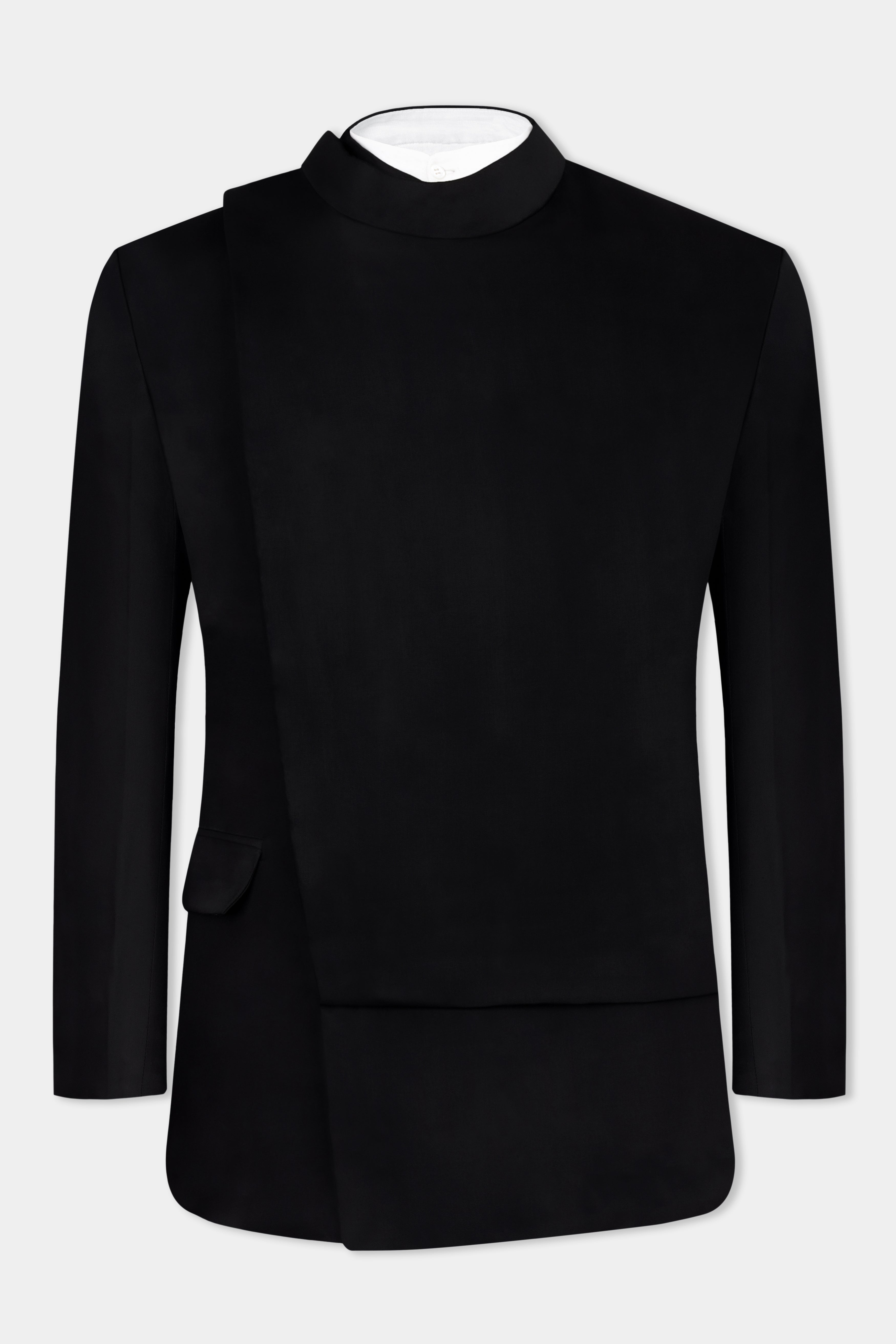 Jade Black Wool Rich Bandhgala Designer Suit ST2979-D174-36, ST2979-D174-38, ST2979-D174-40, ST2979-D174-42, ST2979-D174-44, ST2979-D174-46, ST2979-D174-48, ST2979-D174-50, ST2979-D174-52, ST2979-D174-54, ST2979-D174-56, ST2979-D174-58, ST2979-D174-60