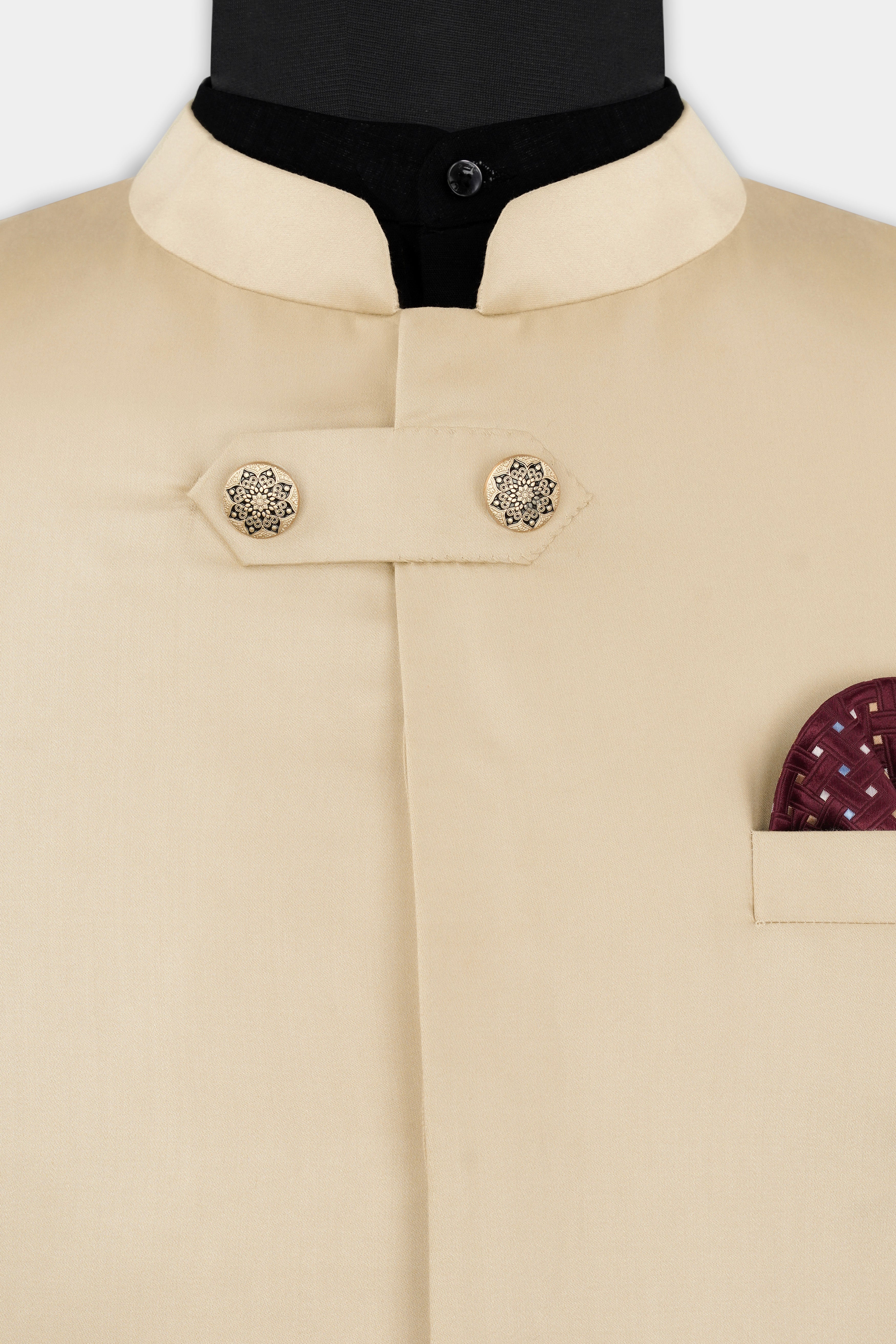 Ivory Cream Wool Rich Bandhgala Designer Suit ST2990-D16-36, ST2990-D16-38, ST2990-D16-40, ST2990-D16-42, ST2990-D16-44, ST2990-D16-46, ST2990-D16-48, ST2990-D16-50, ST2990-D16-52, ST2990-D16-54, ST2990-D16-56, ST2990-D16-58, ST2990-D16-60