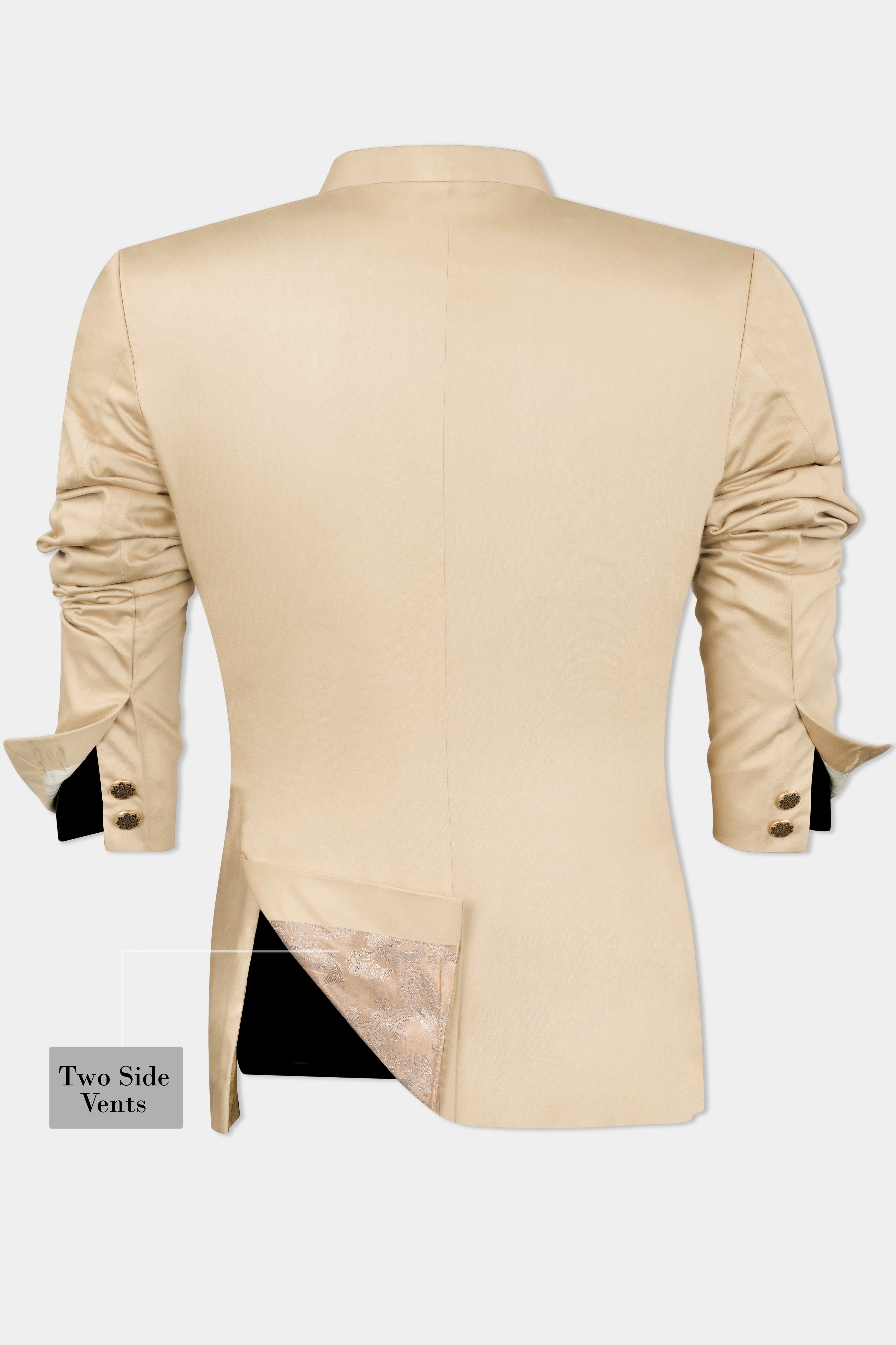 Ivory Cream Wool Rich Bandhgala Designer Suit ST2990-D16-36, ST2990-D16-38, ST2990-D16-40, ST2990-D16-42, ST2990-D16-44, ST2990-D16-46, ST2990-D16-48, ST2990-D16-50, ST2990-D16-52, ST2990-D16-54, ST2990-D16-56, ST2990-D16-58, ST2990-D16-60