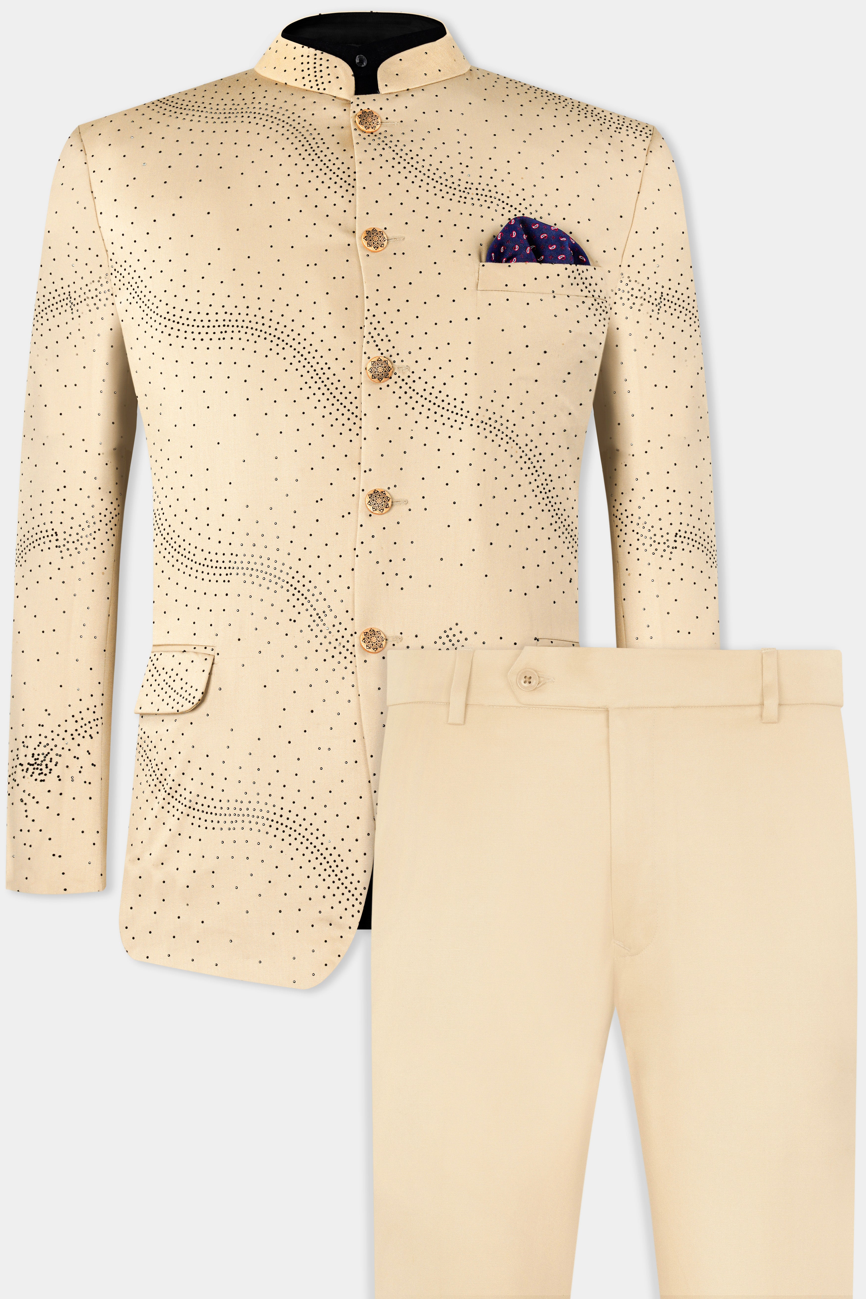 Ivory Cream Stonework Wool Rich Bandhgala Designer Suit ST2992-BG-D515-36, ST2992-BG-D515-38, ST2992-BG-D515-40, ST2992-BG-D515-42, ST2992-BG-D515-44, ST2992-BG-D515-46, ST2992-BG-D515-48, ST2992-BG-D515-50, ST2992-BG-D515-52, ST2992-BG-D515-54, ST2992-BG-D515-56, ST2992-BG-D515-58, ST2992-BG-D515-60