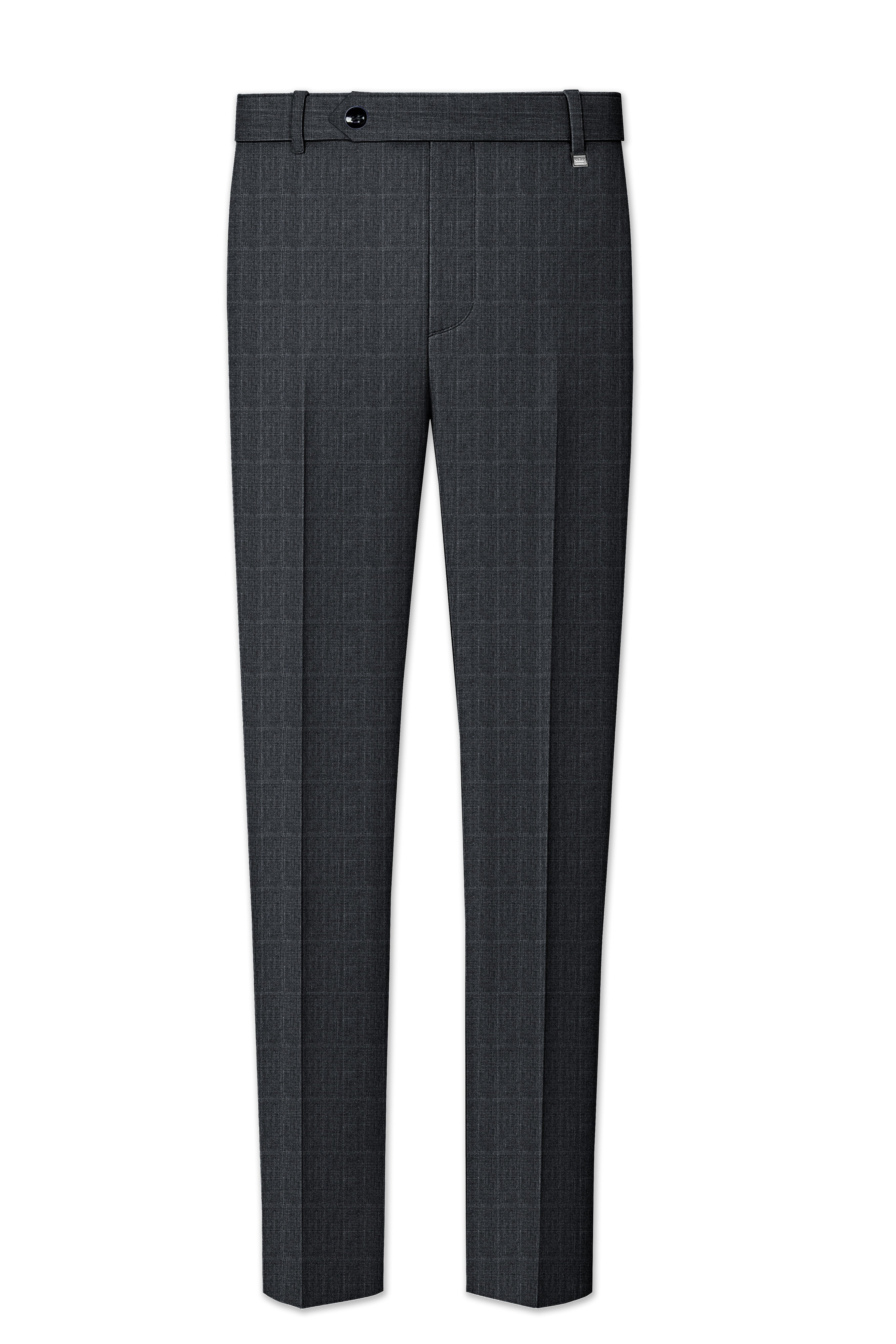 Flint Gray Subtle Checkered Wool Rich Double Breasted Suit