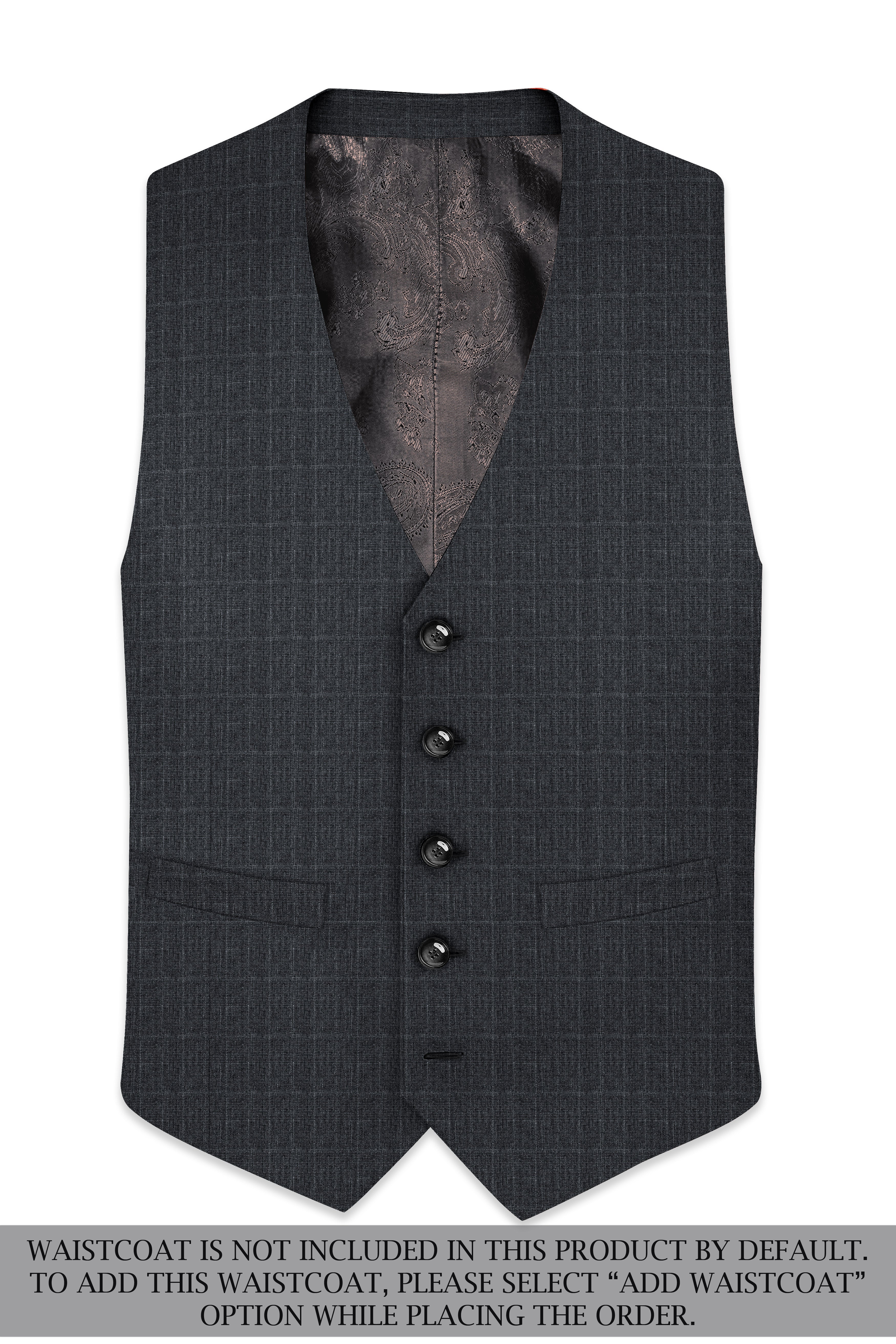 Flint Gray Subtle Checkered Wool Rich Double Breasted Suit