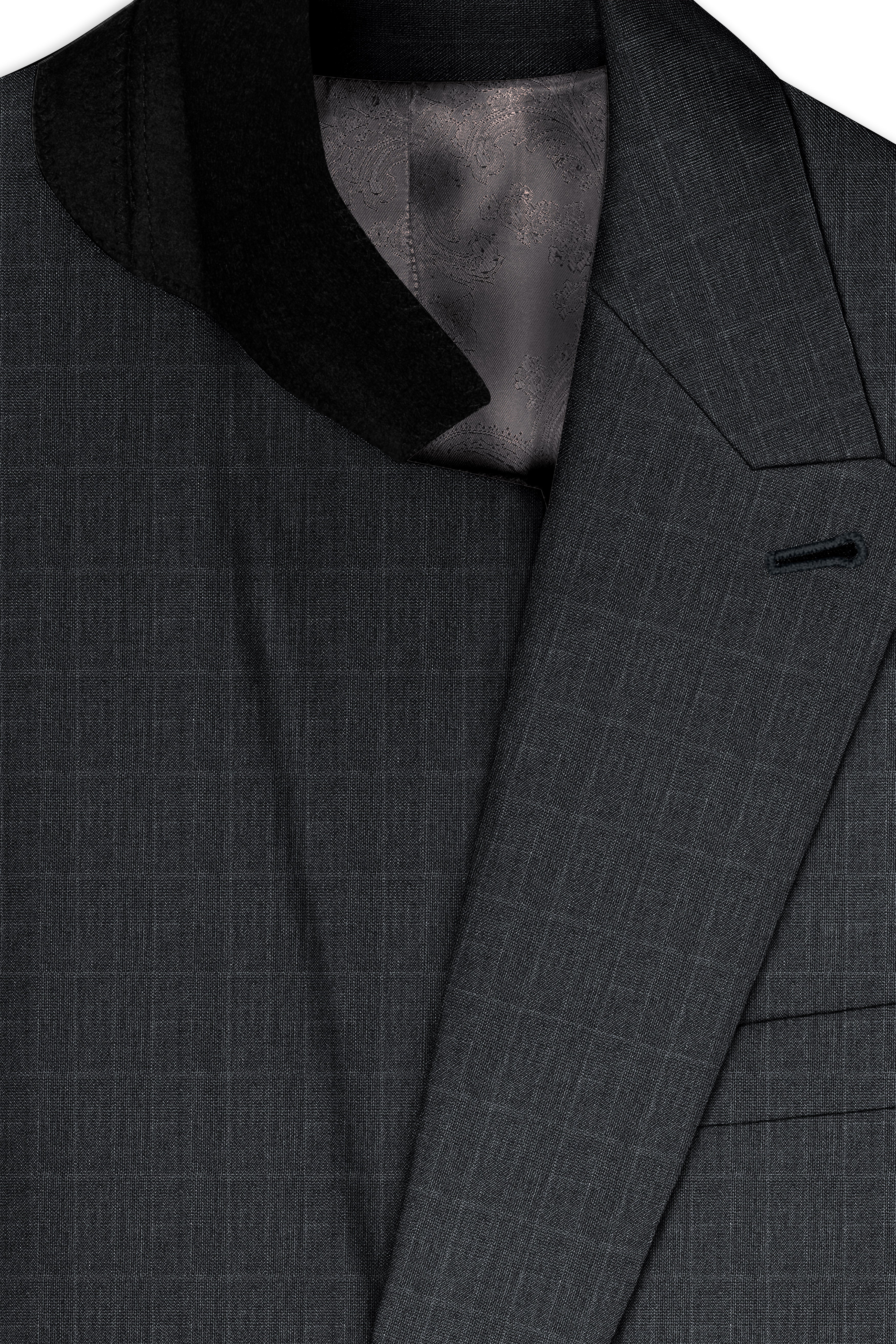 Flint Gray Subtle Checkered Wool Rich Double Breasted Suit