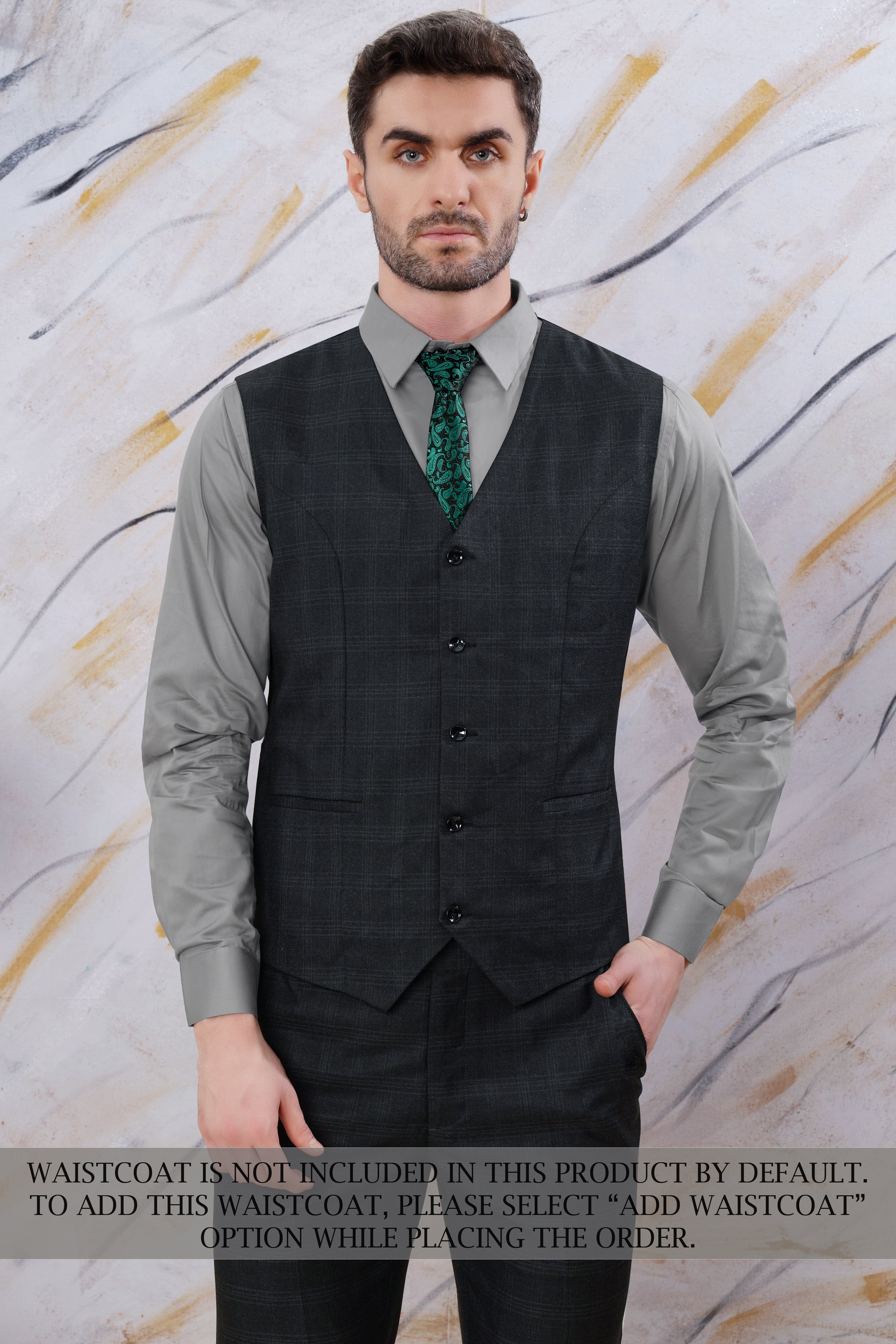 Onyx Black Subtle Checkered Wool Rich Double Breasted Suit ST2999-DB-36, ST2999-DB-38, ST2999-DB-40, ST2999-DB-42, ST2999-DB-44, ST2999-DB-46, ST2999-DB-48, ST2999-DB-50, ST2999-DB-52, ST2999-DB-54, ST2999-DB-56, ST2999-DB-58, ST2999-DB-60