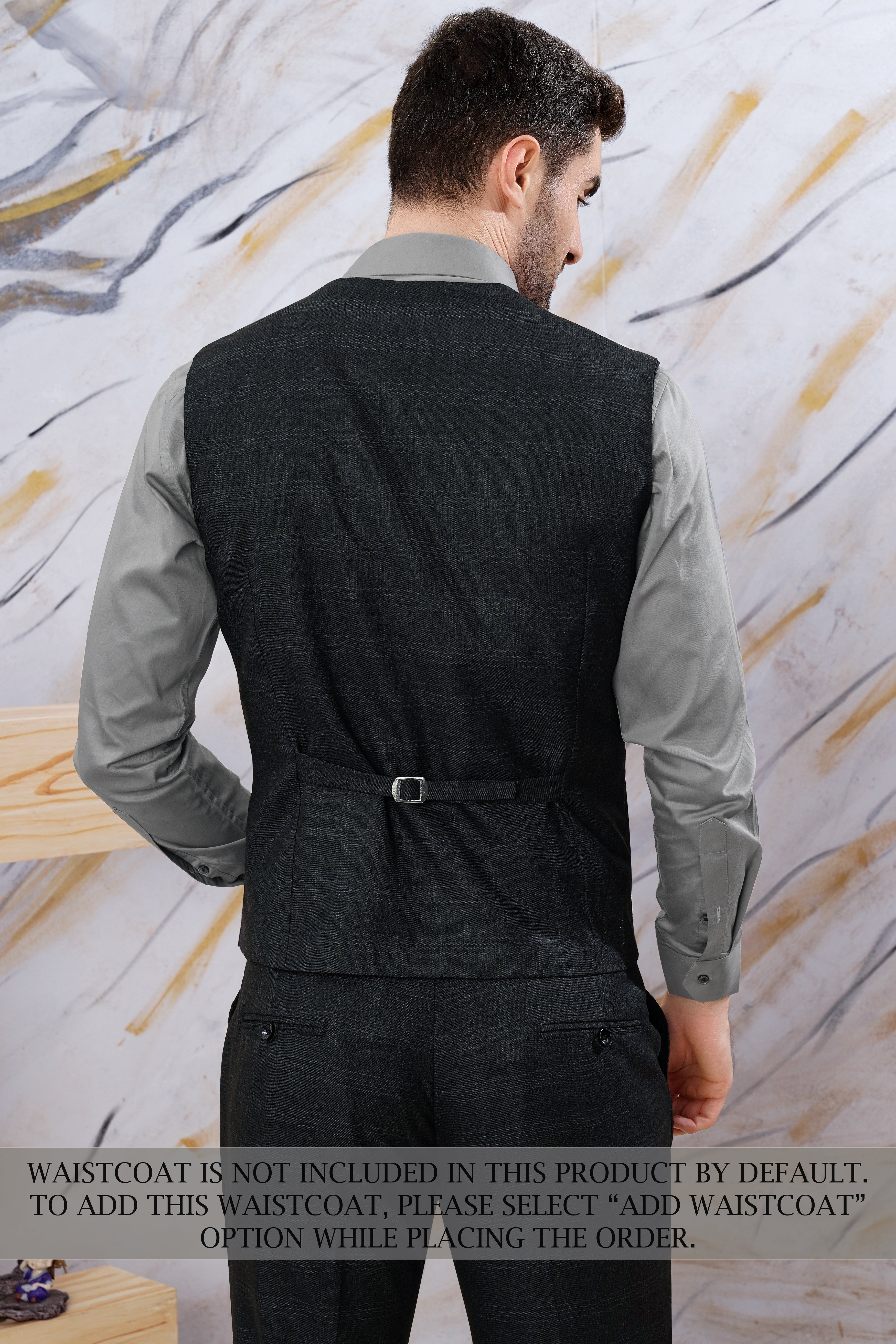 Onyx Black Subtle Checkered Wool Rich Double Breasted Suit ST2999-DB-36, ST2999-DB-38, ST2999-DB-40, ST2999-DB-42, ST2999-DB-44, ST2999-DB-46, ST2999-DB-48, ST2999-DB-50, ST2999-DB-52, ST2999-DB-54, ST2999-DB-56, ST2999-DB-58, ST2999-DB-60