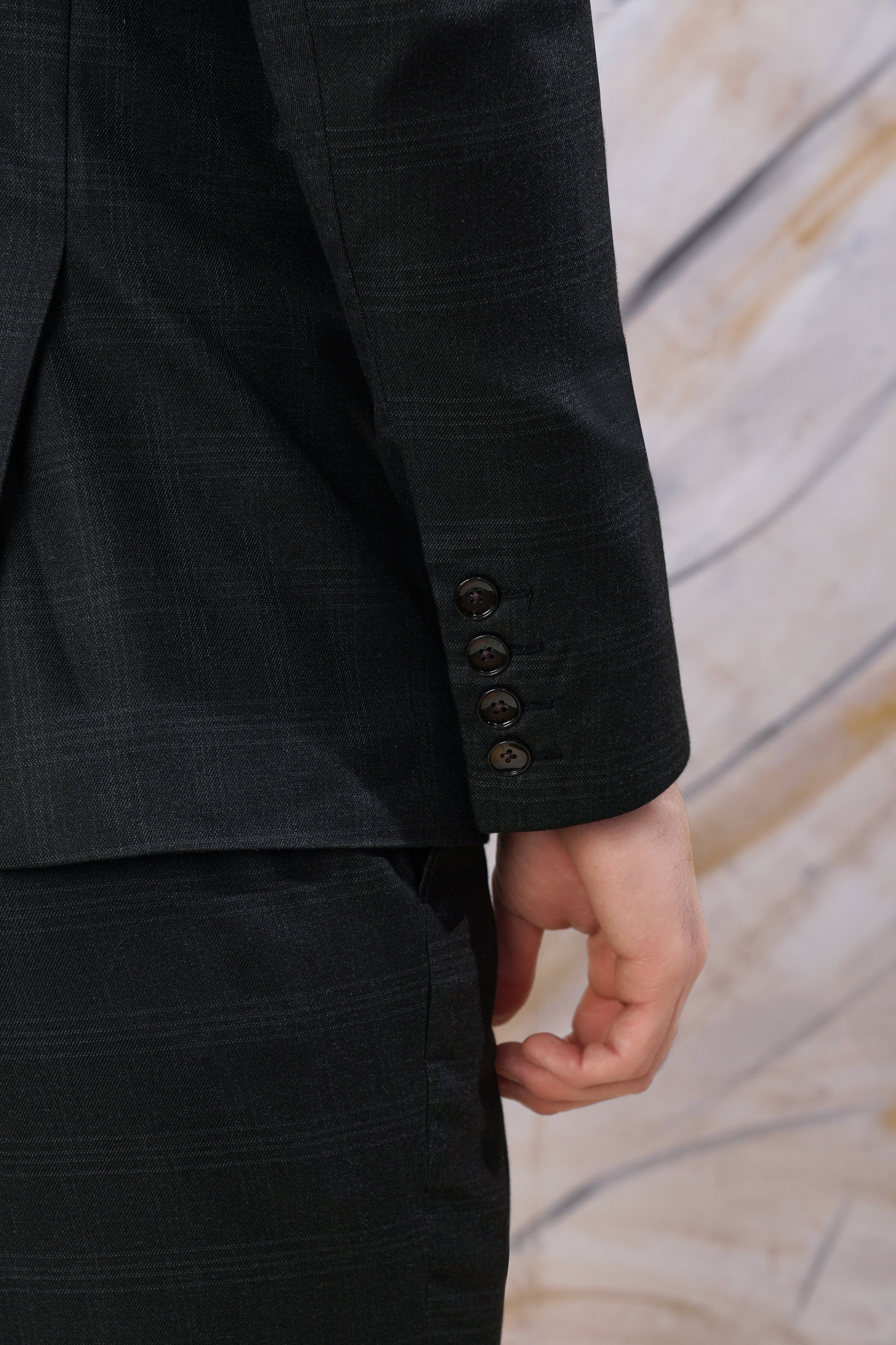 Onyx Black Subtle Checkered Wool Rich Double Breasted Suit ST2999-DB-36, ST2999-DB-38, ST2999-DB-40, ST2999-DB-42, ST2999-DB-44, ST2999-DB-46, ST2999-DB-48, ST2999-DB-50, ST2999-DB-52, ST2999-DB-54, ST2999-DB-56, ST2999-DB-58, ST2999-DB-60