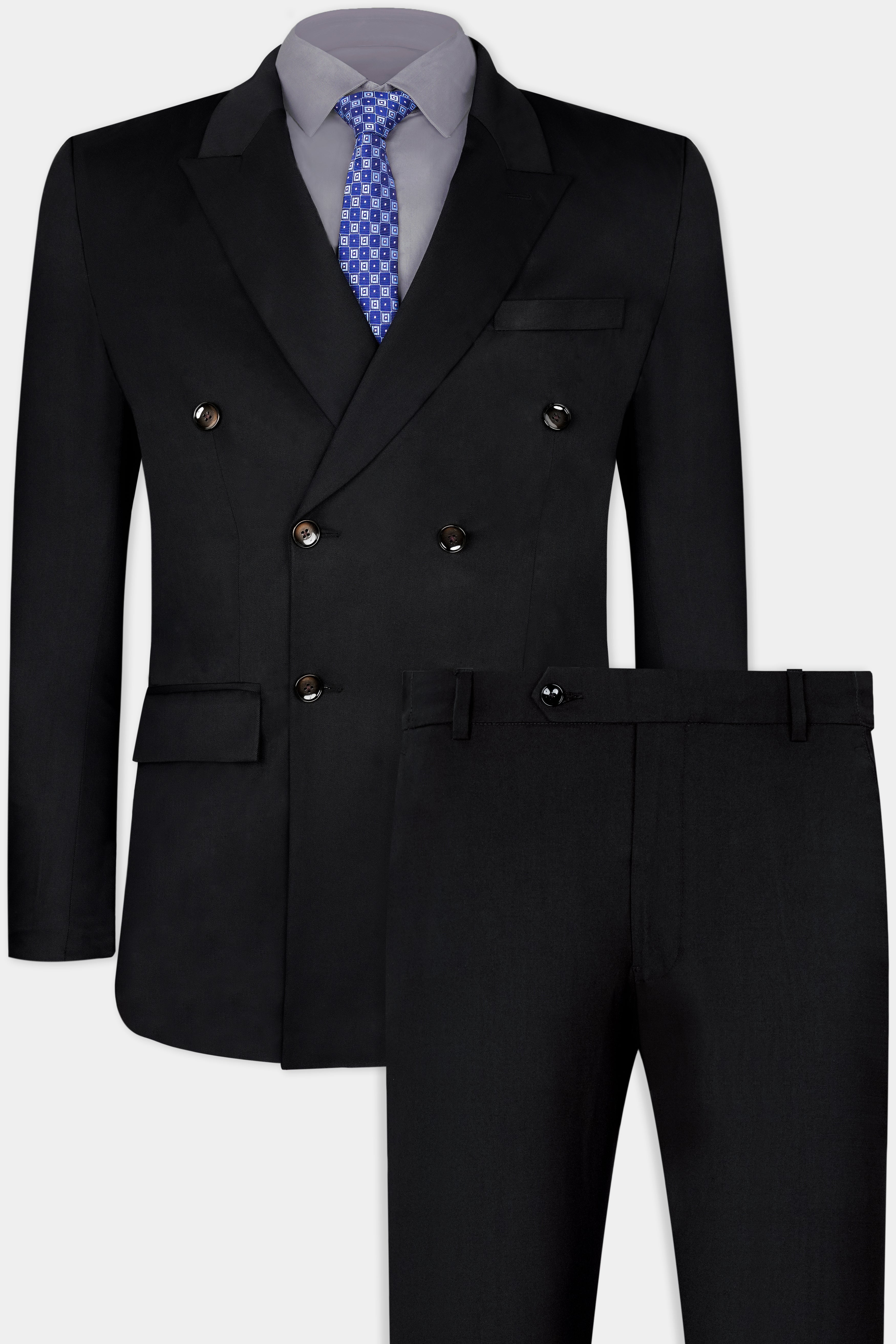 Jade Black Wool Rich Double Breasted Suit ST3000-DB-36, ST3000-DB-38, ST3000-DB-40, ST3000-DB-42, ST3000-DB-44, ST3000-DB-46, ST3000-DB-48, ST3000-DB-50, ST3000-DB-52, ST3000-DB-54, ST3000-DB-56, ST3000-DB-58, ST3000-DB-60