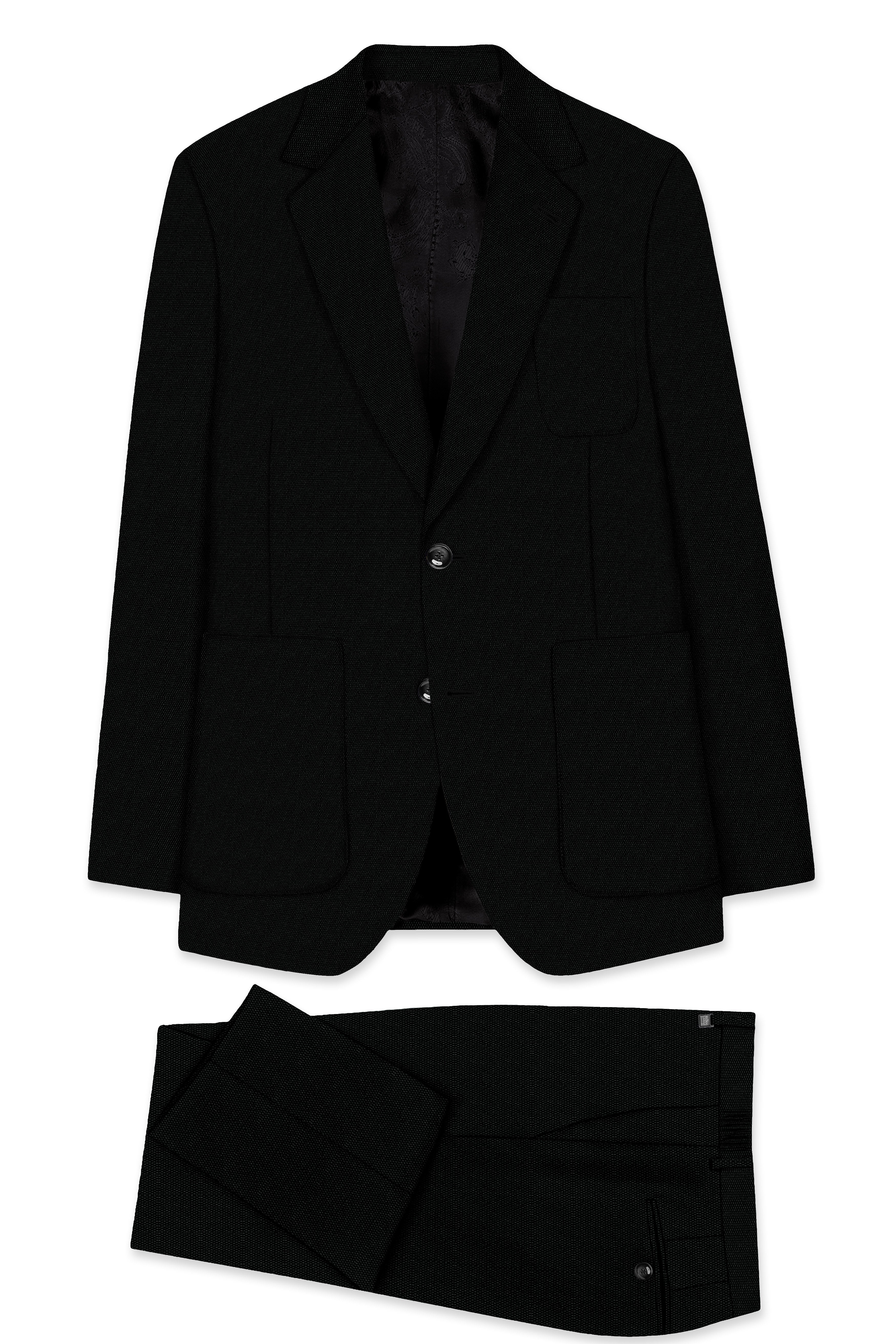 Jade Black Wool Rich Single Breasted Suit