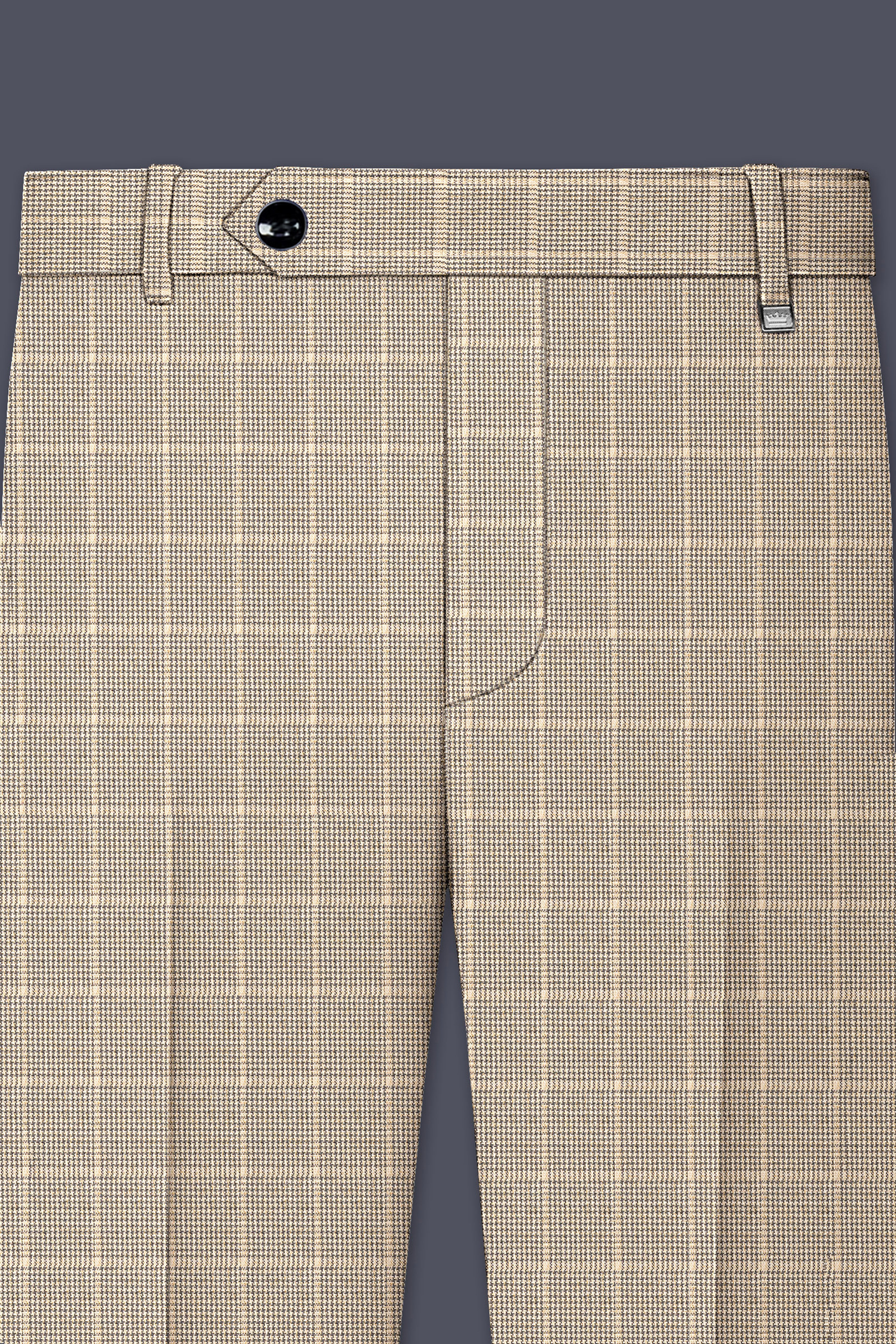 Apricot Brown Subtle Checkered Wool Rich Suit