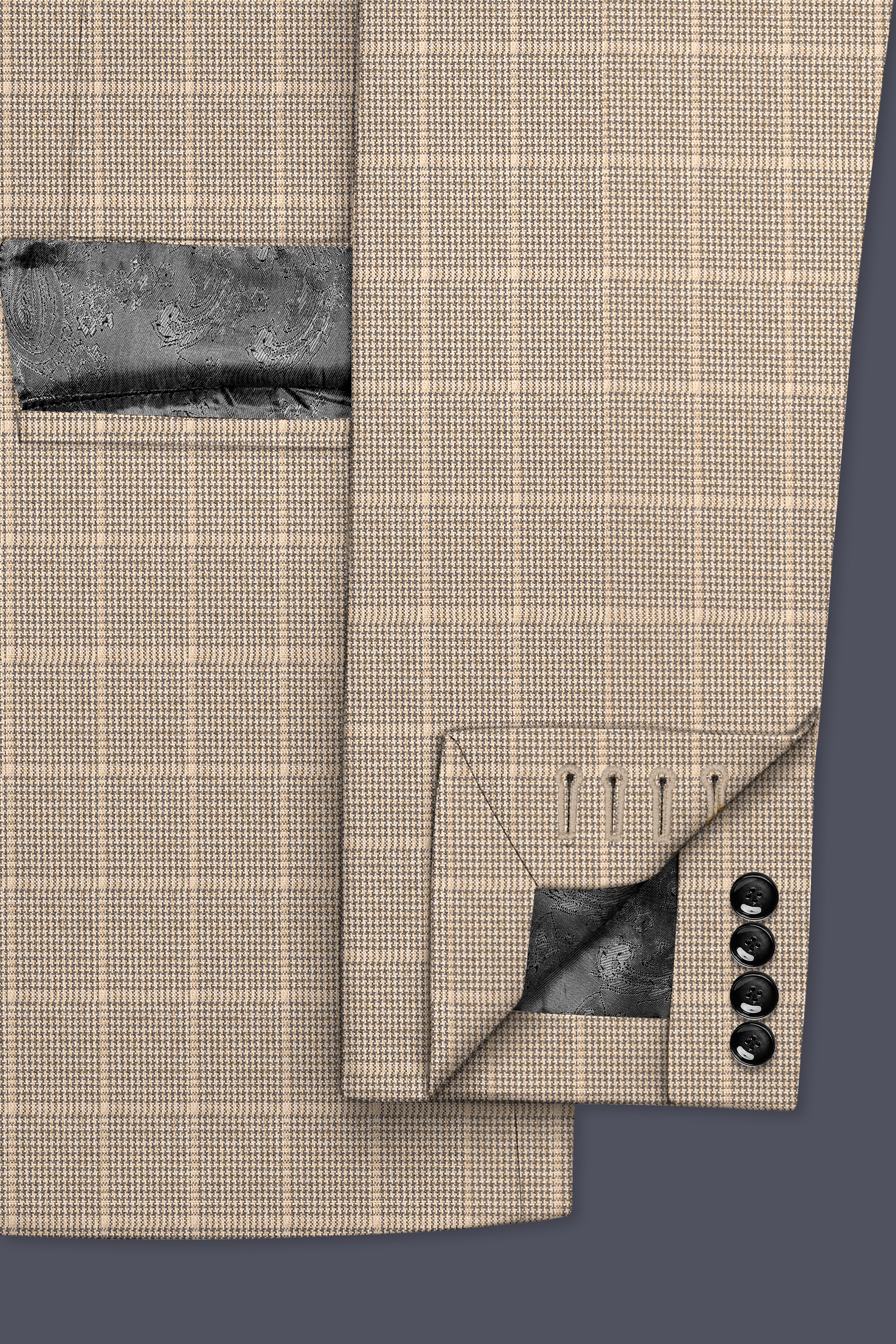 Apricot Brown Subtle Checkered Wool Rich Suit