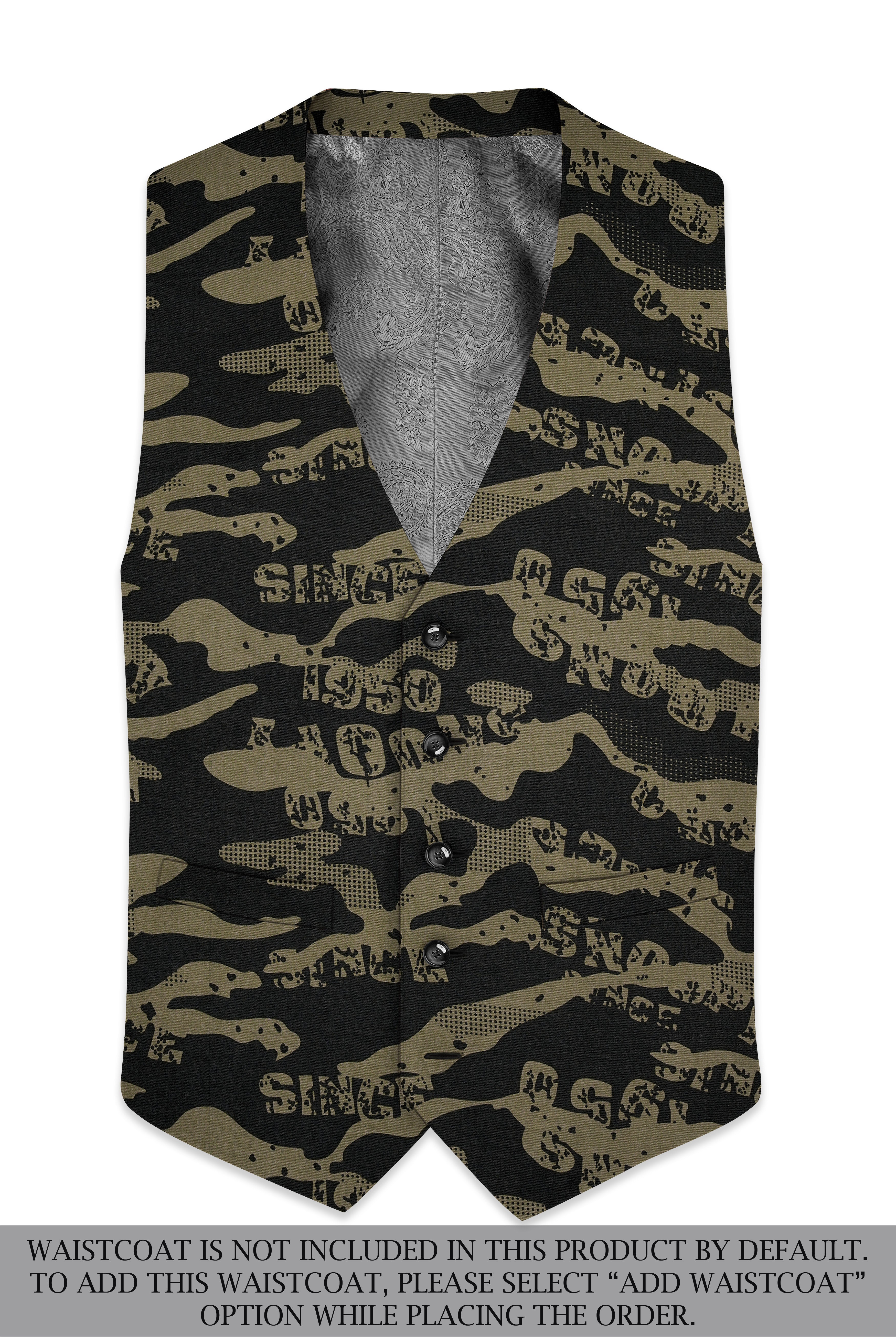 Jade Black and Woodland Green Printed Premium Cotton Single-Breasted Suit