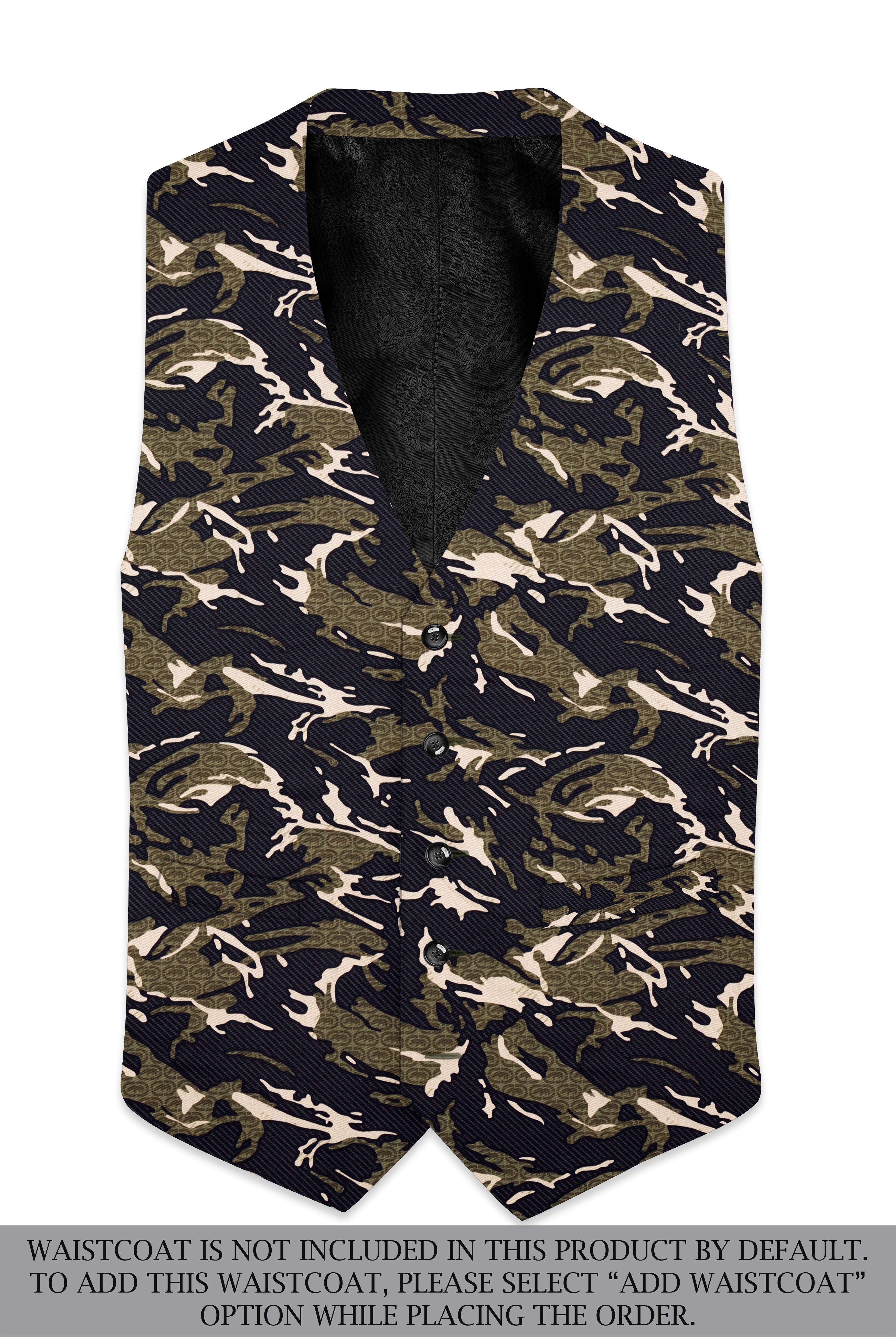 Mirage Black and Sage Green Printed Premium Cotton Single-Breasted Suit