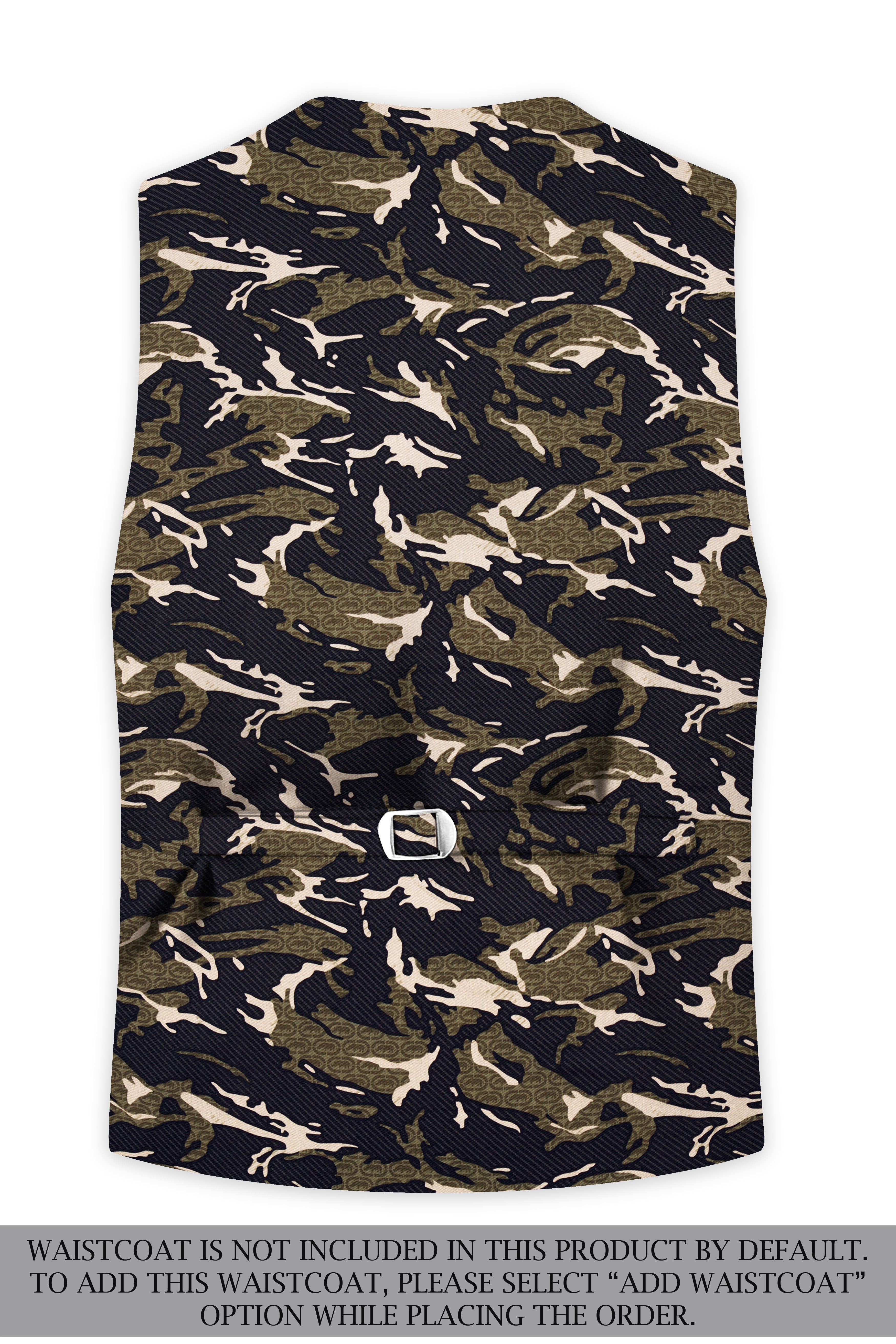 Mirage Black and Sage Green Printed Premium Cotton Single-Breasted Suit