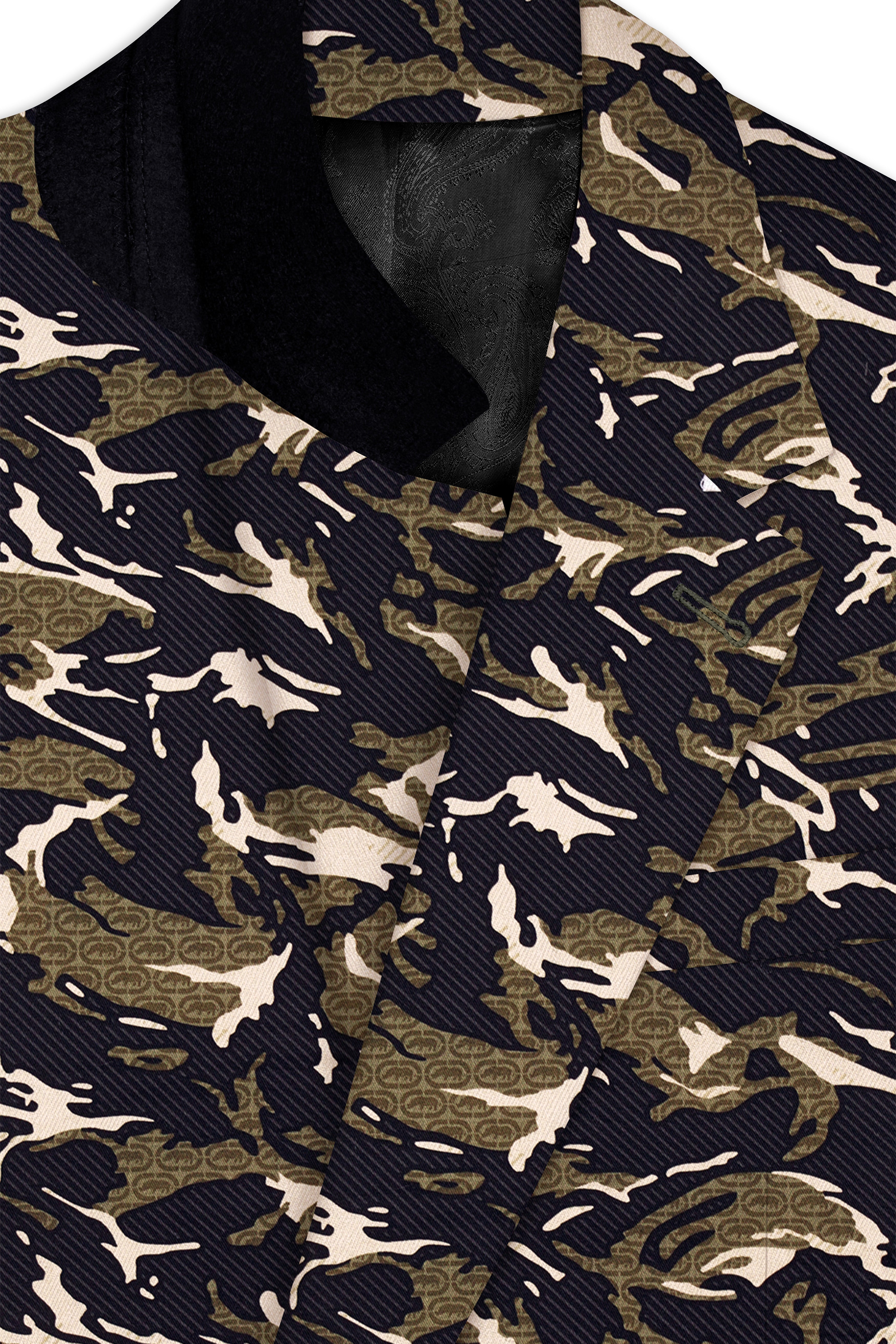 Mirage Black and Sage Green Printed Premium Cotton Single-Breasted Suit