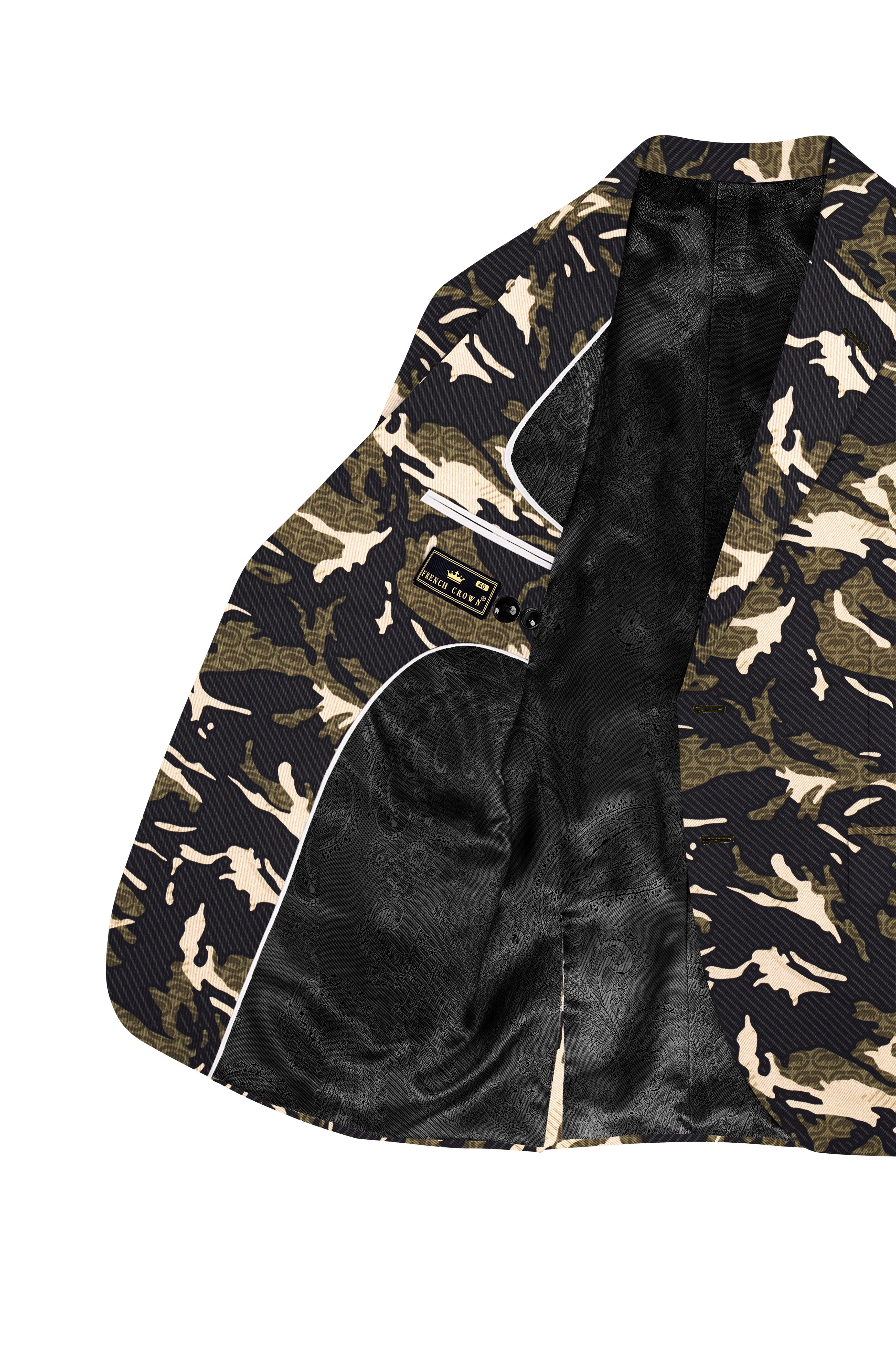 Mirage Black and Sage Green Printed Premium Cotton Single-Breasted Suit