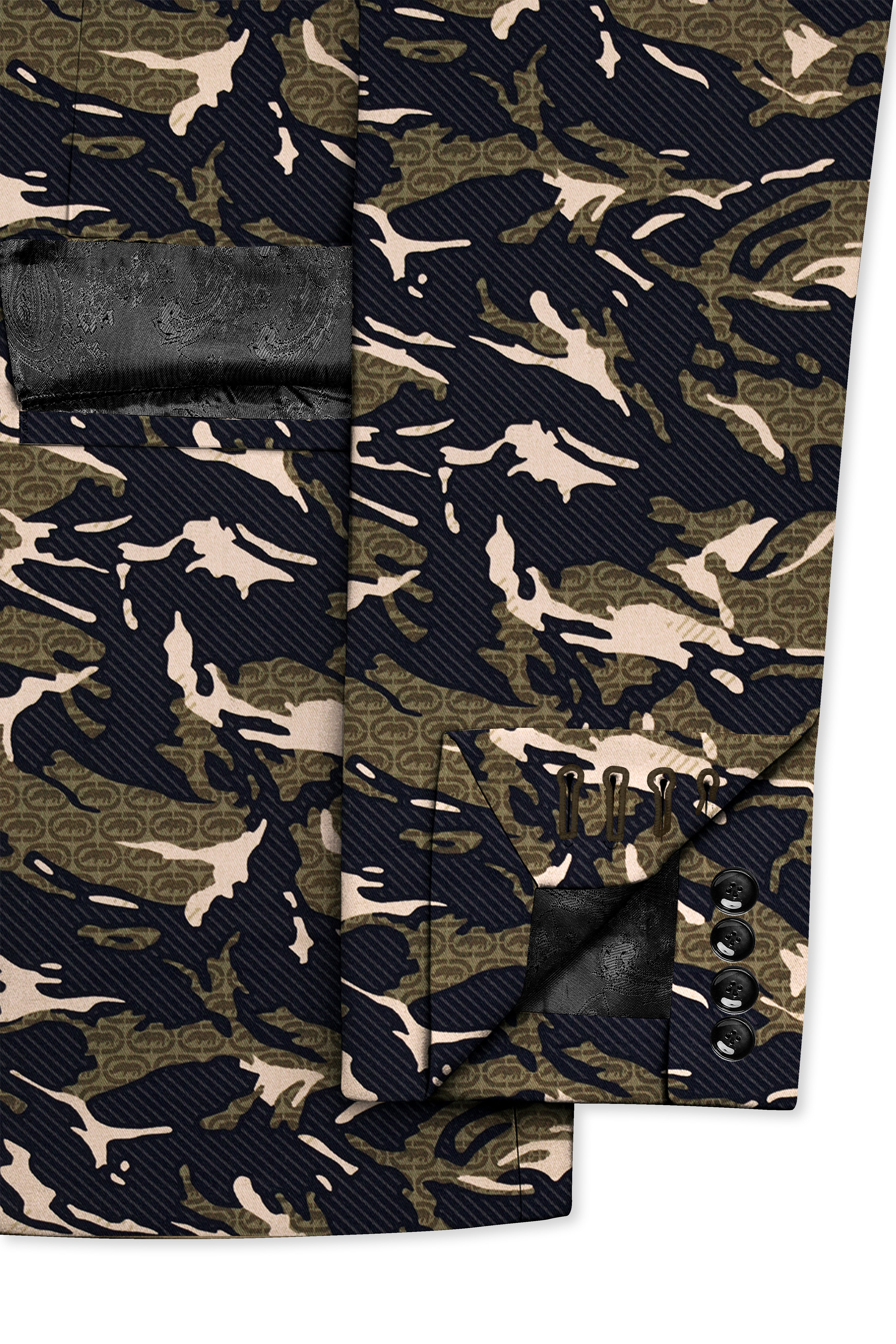 Mirage Black and Sage Green Printed Premium Cotton Single-Breasted Suit