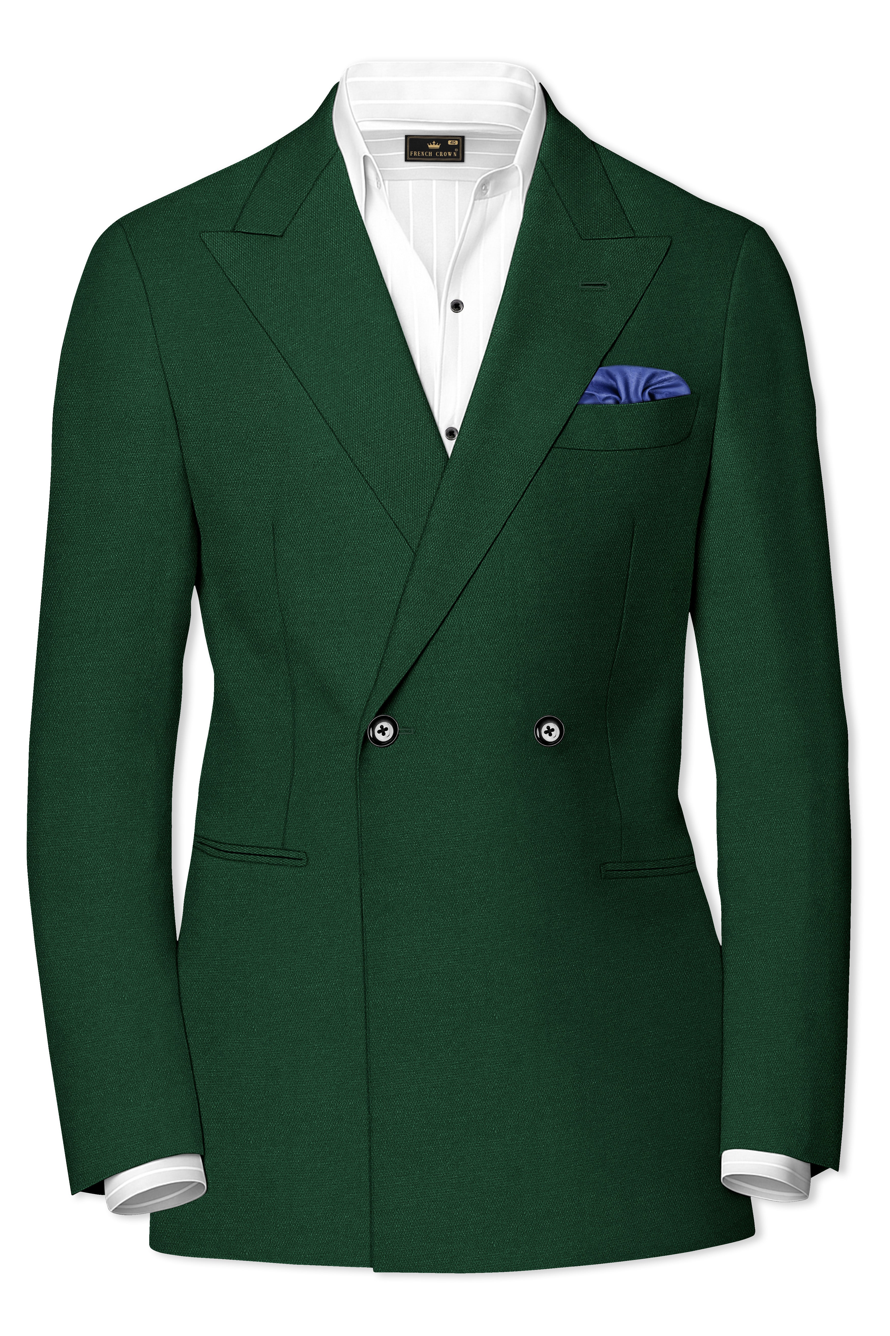 Basil Green Wool Rich Double-Breasted Suit