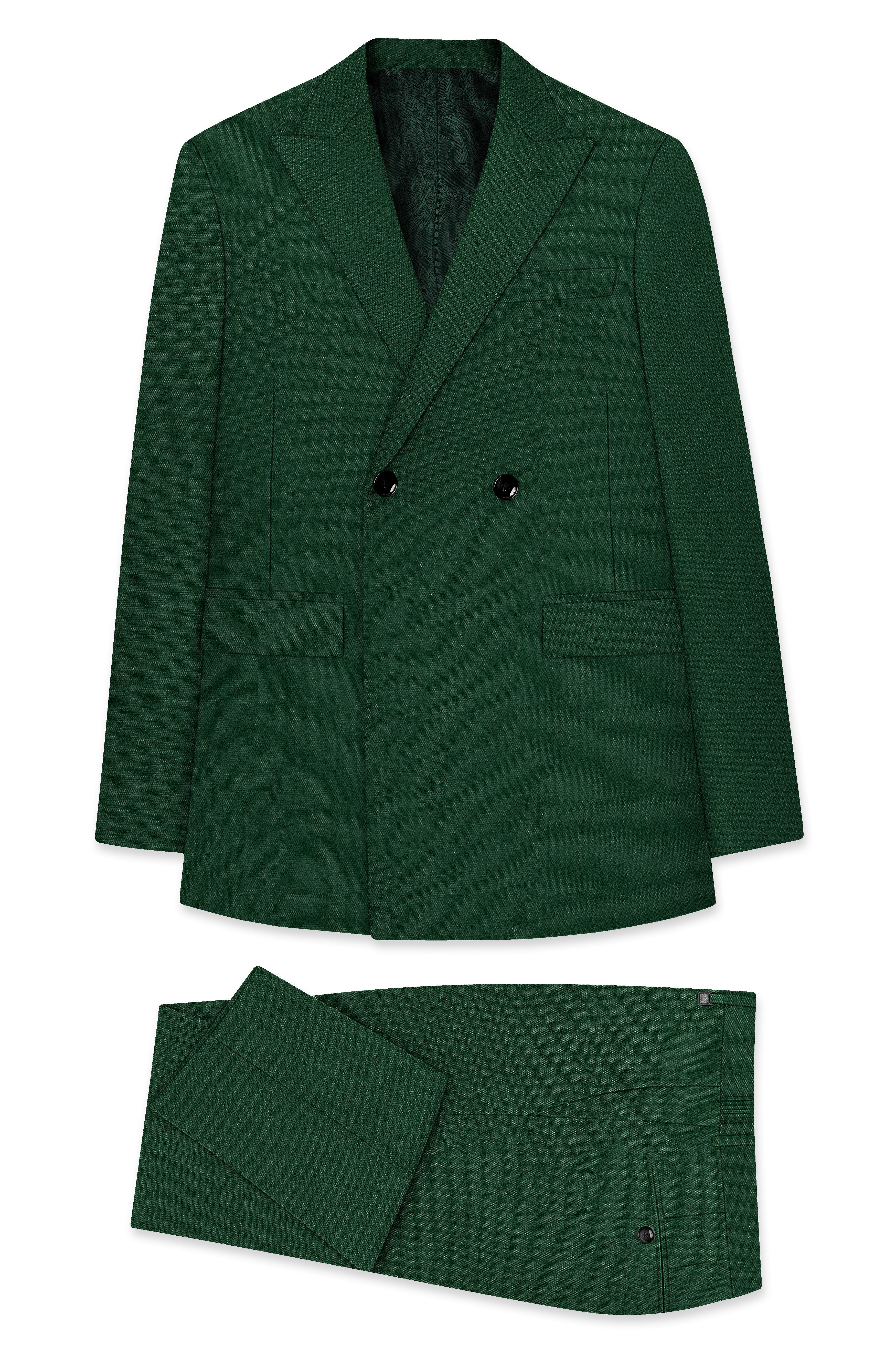 Basil Green Wool Rich Double-Breasted Suit