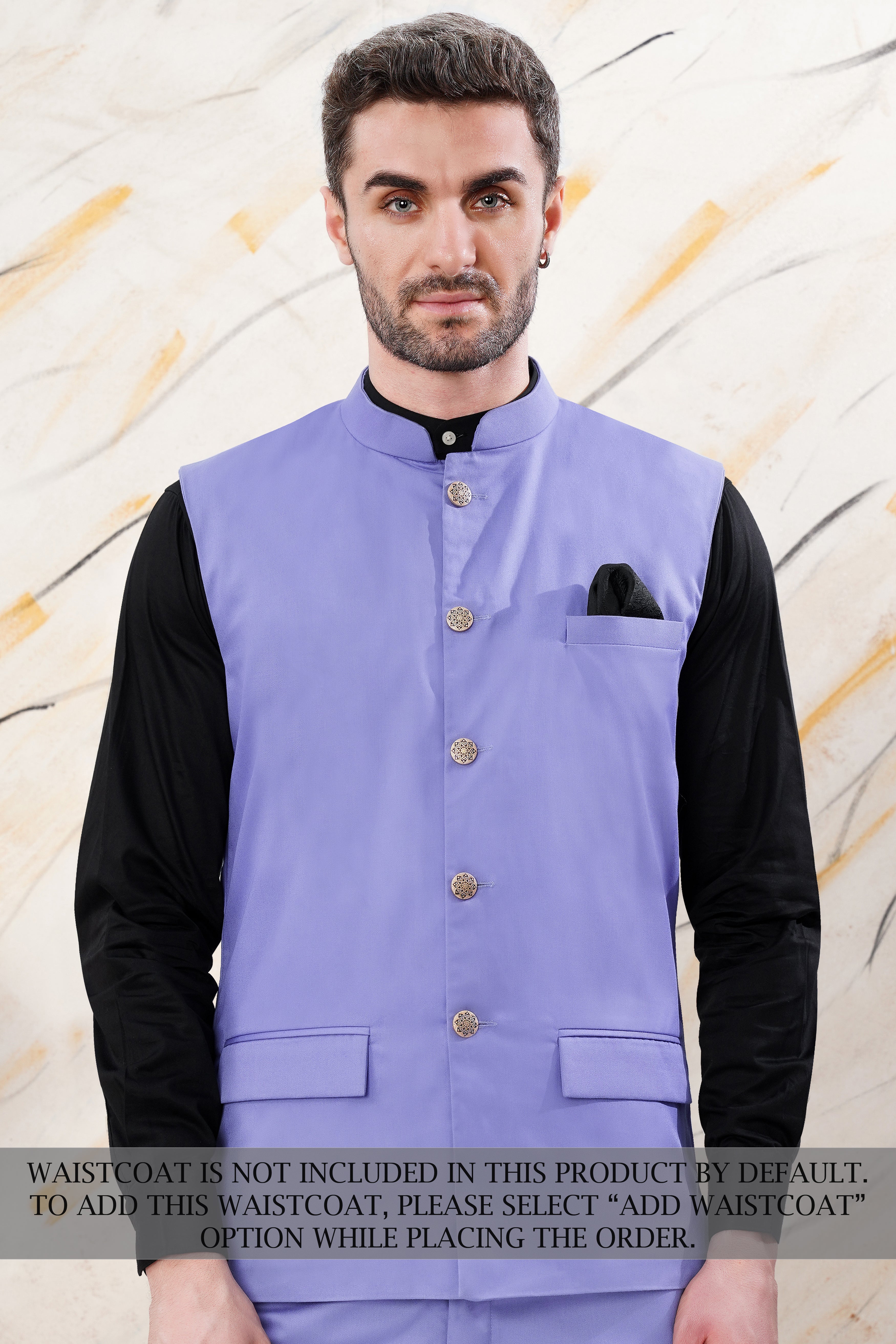 Chetwode Purple Cross Buttoned Premium Cotton Bandhgala Suit