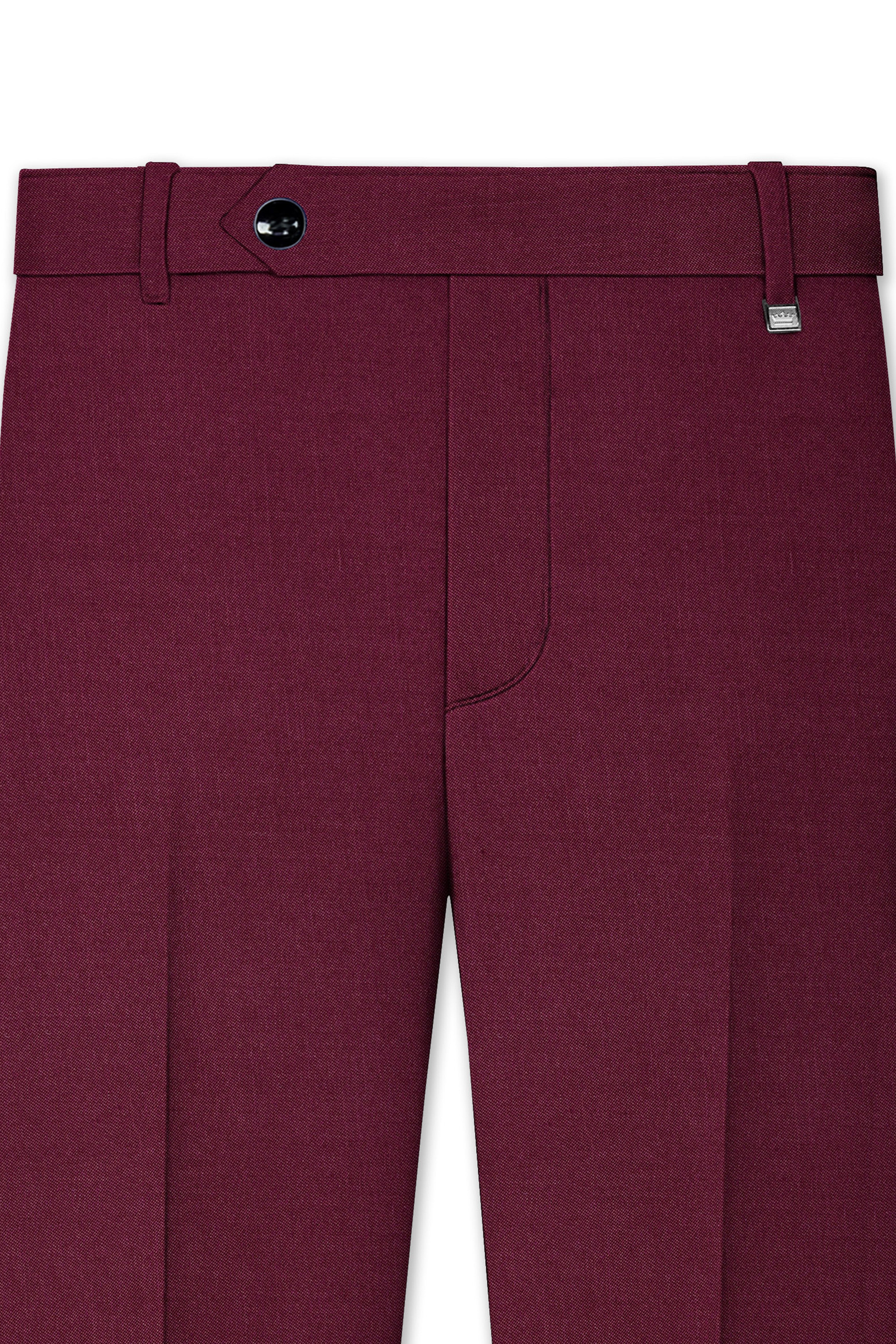 Bordeaux Maroon Cross Placket Wool Rich Bandhgala Suit