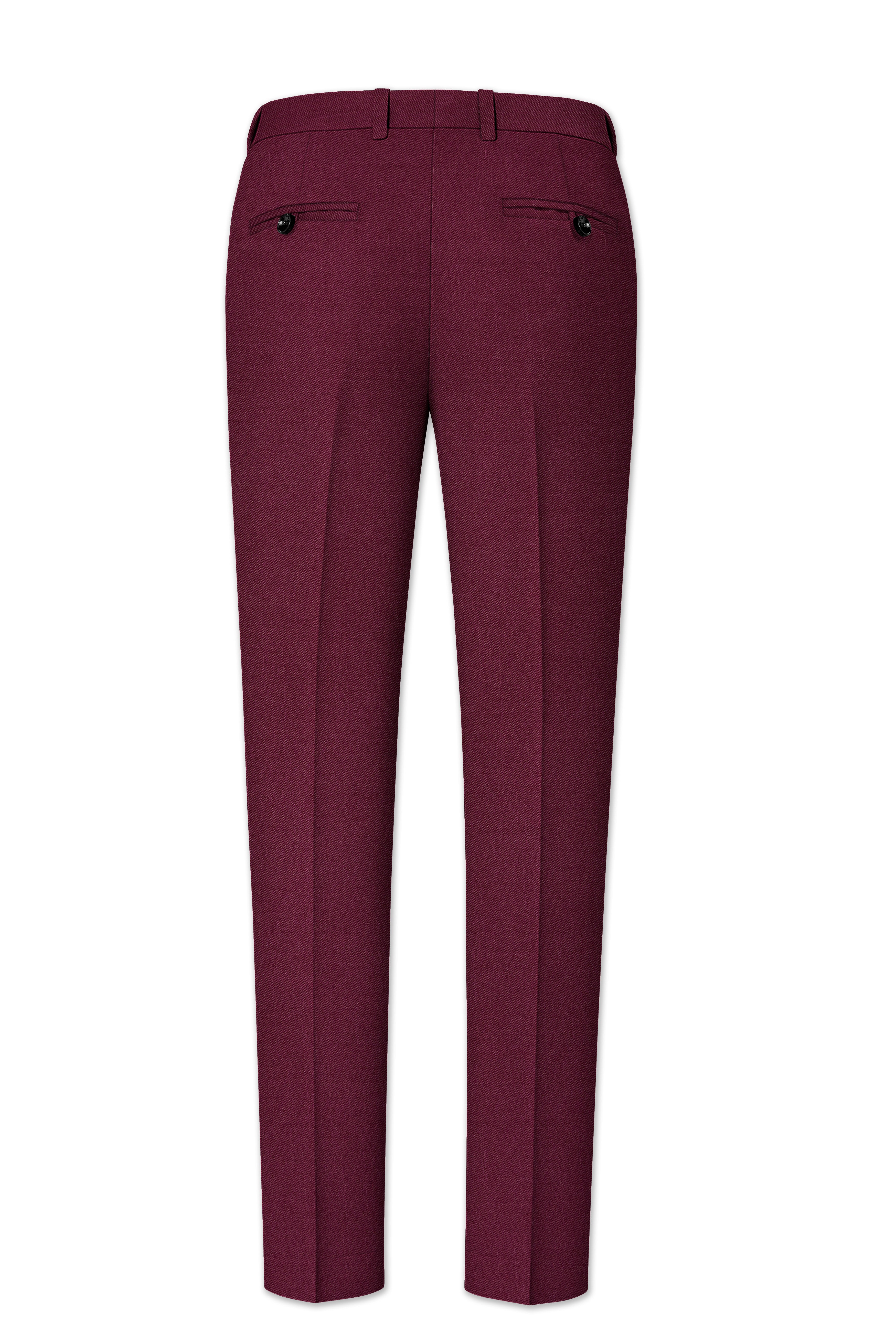 Bordeaux Maroon Cross Placket Wool Rich Bandhgala Suit