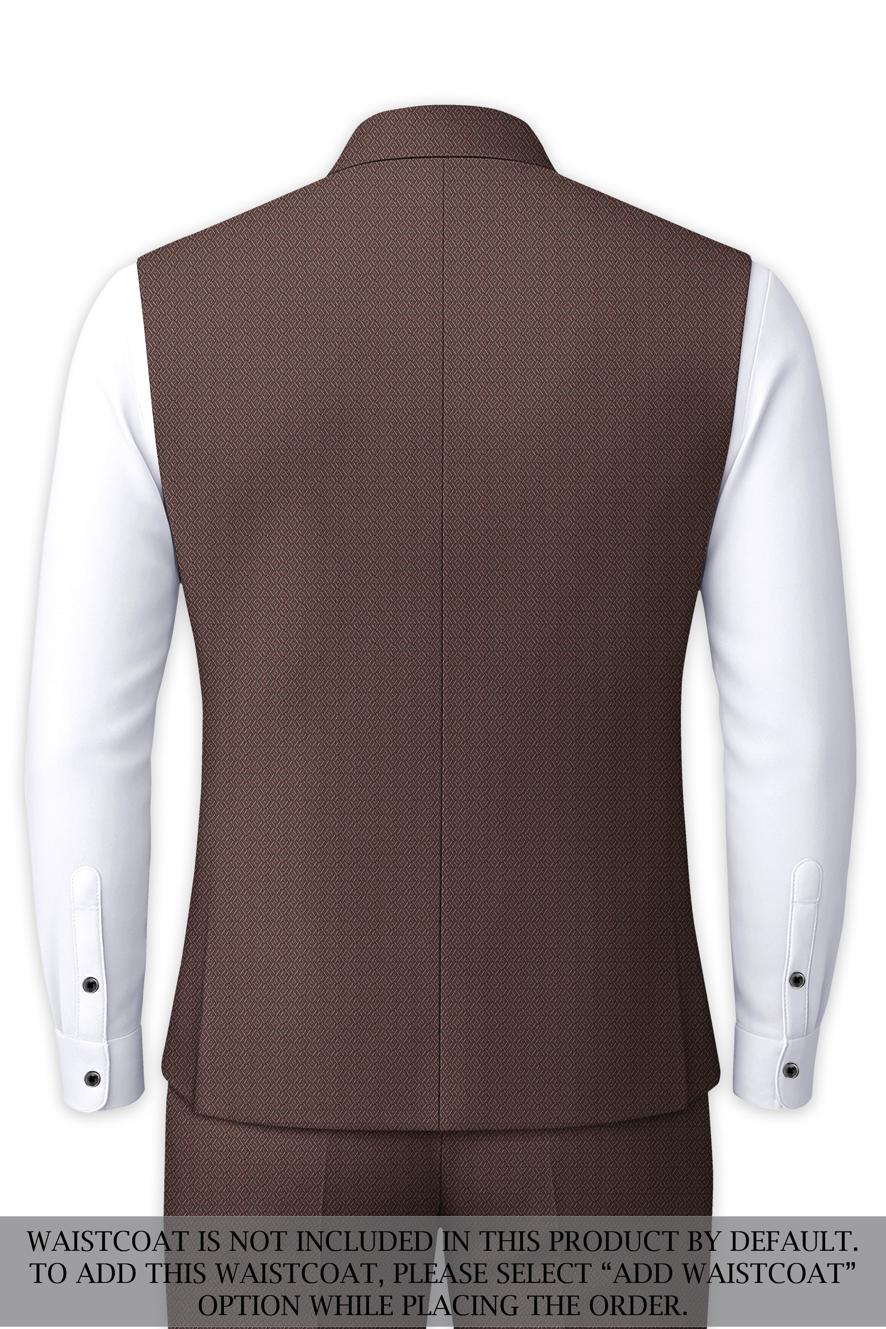 Hemp Brown Cross Placket Wool Rich Bandhgala Suit