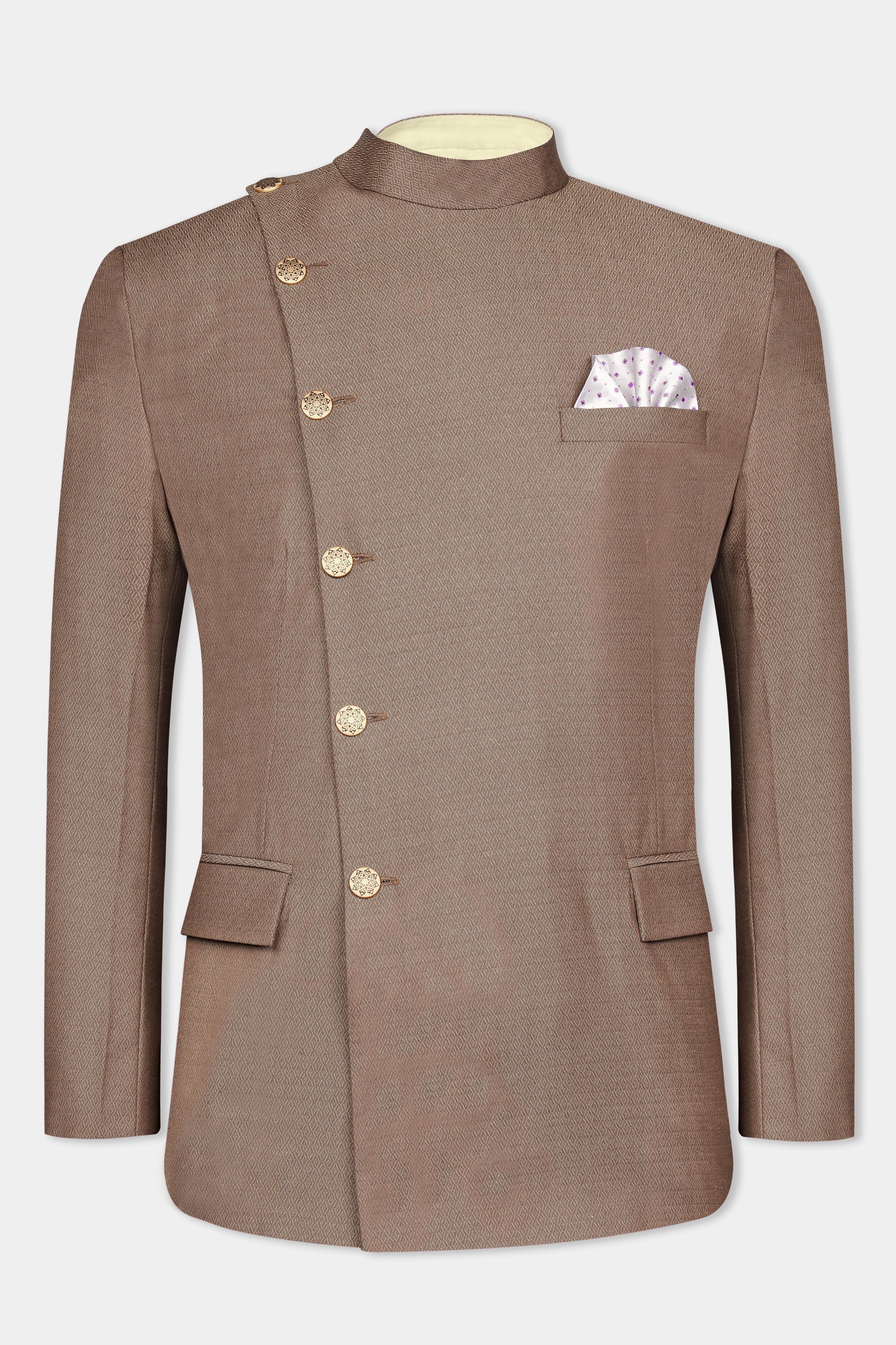 Hemp Brown Cross Buttoned Wool Rich Bandhgala Suit ST3058-CBG2-36, ST3058-CBG2-38, ST3058-CBG2-40, ST3058-CBG2-42, ST3058-CBG2-44, ST3058-CBG2-46, ST3058-CBG2-48, ST3058-CBG2-50, ST3058-CBG2-52, ST3058-CBG2-54, ST3058-CBG2-56, ST3058-CBG2-58, ST3058-CBG2-60