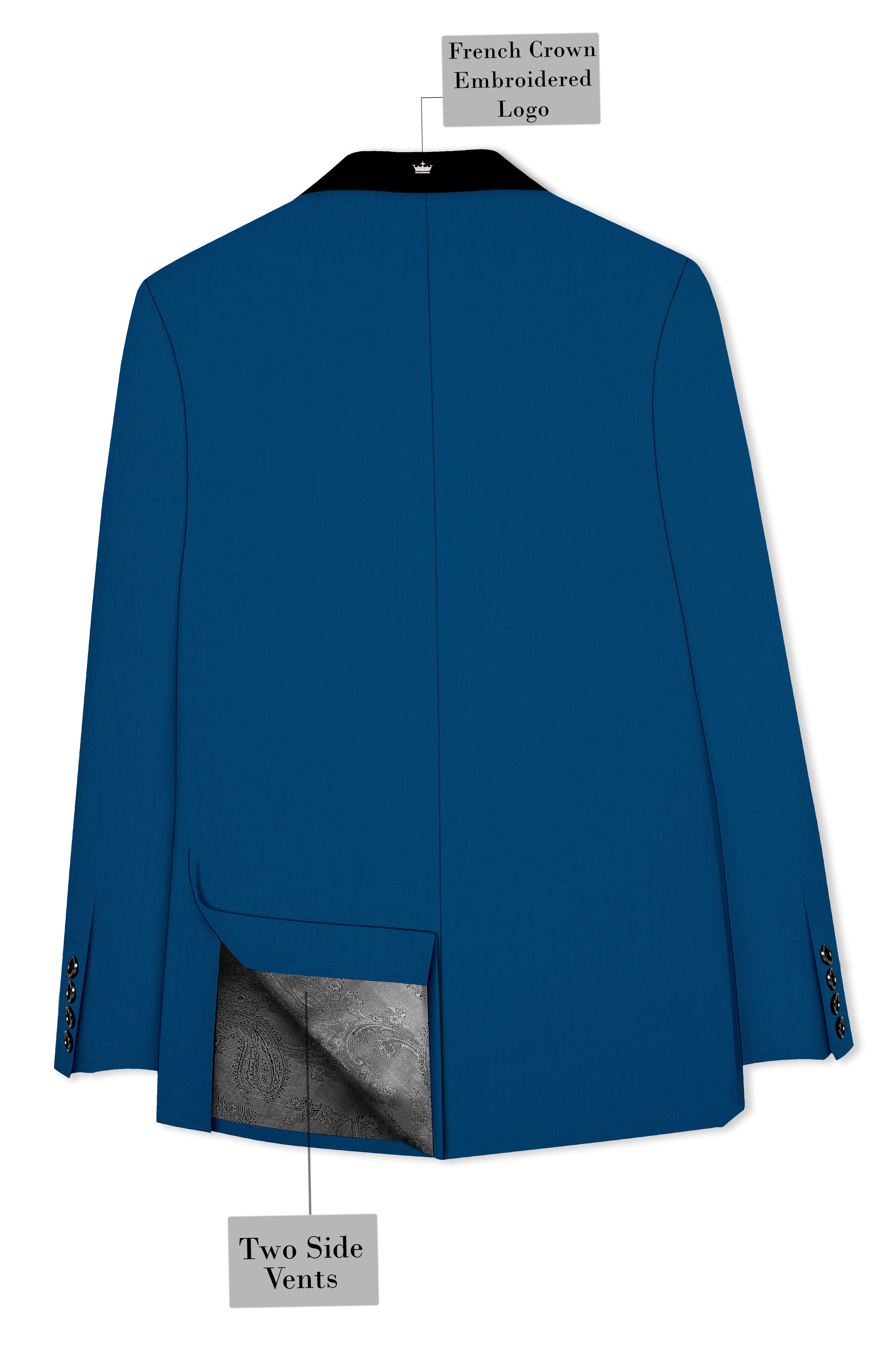 Calypso Blue Wool Rich Tuxedo Suit