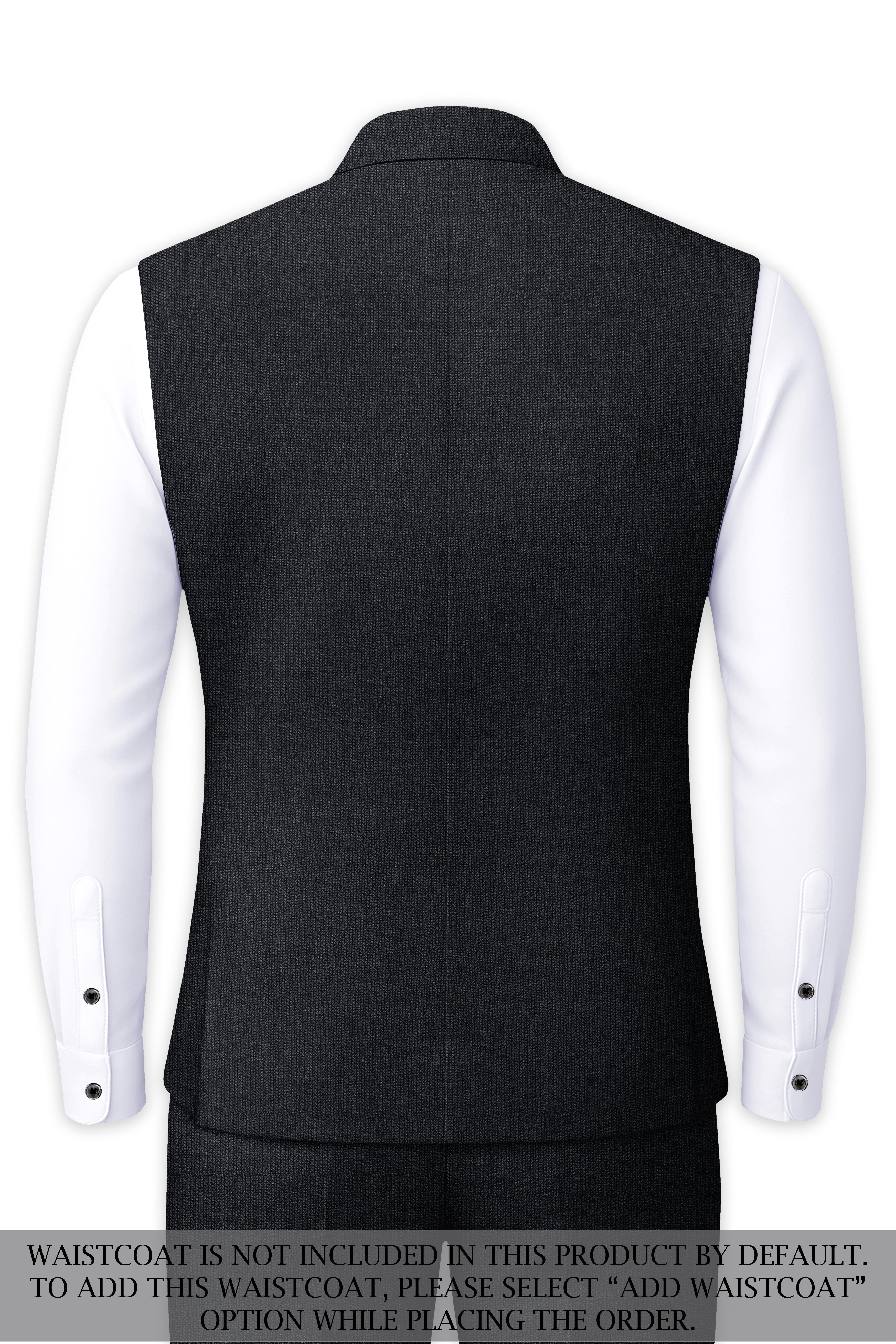 Gunmetal Grey Cross Placket Wool Rich Bandhgala Suit