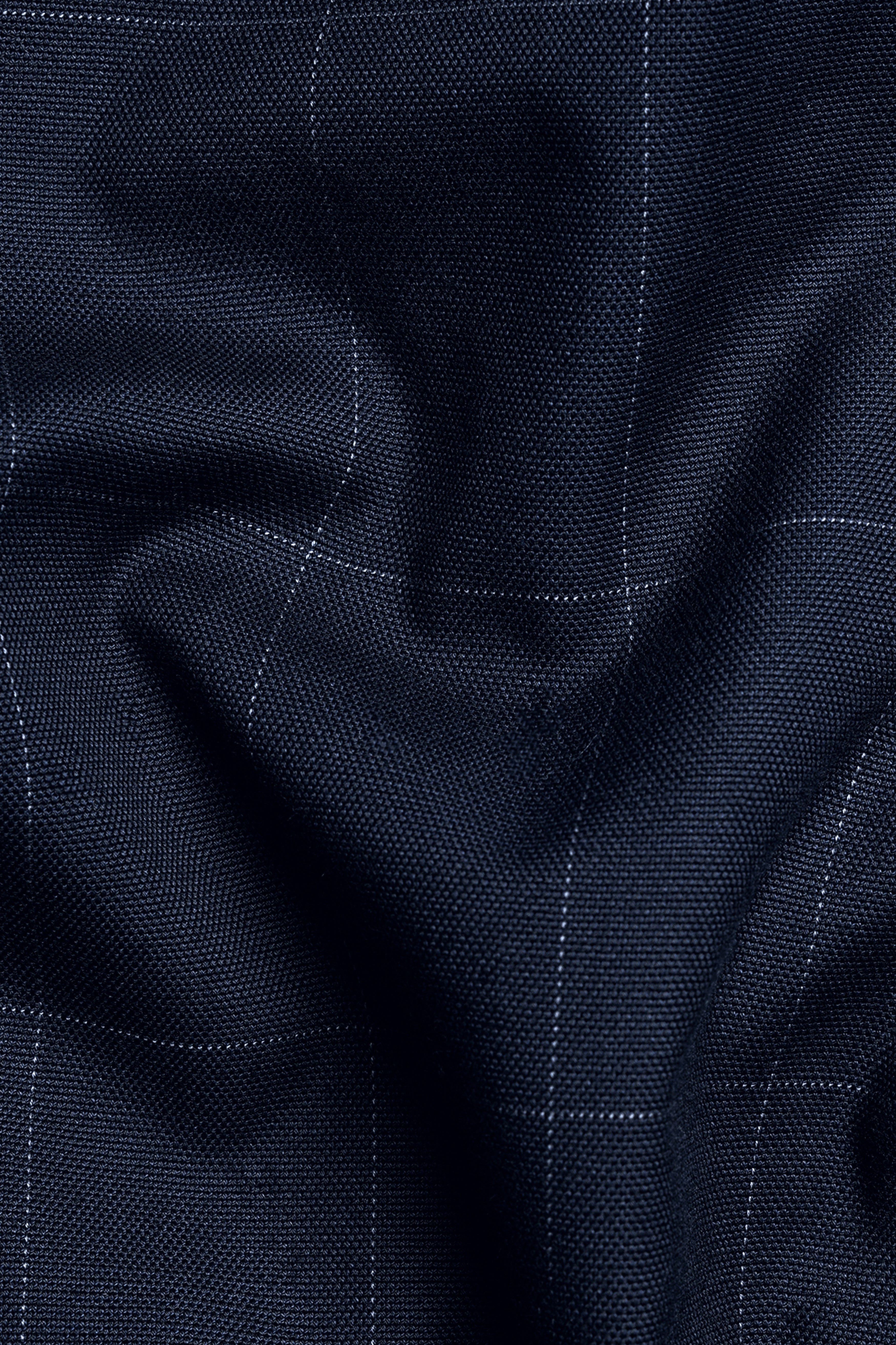 Ebony Blue Windowpane Premium Cotton Double Breasted Suit