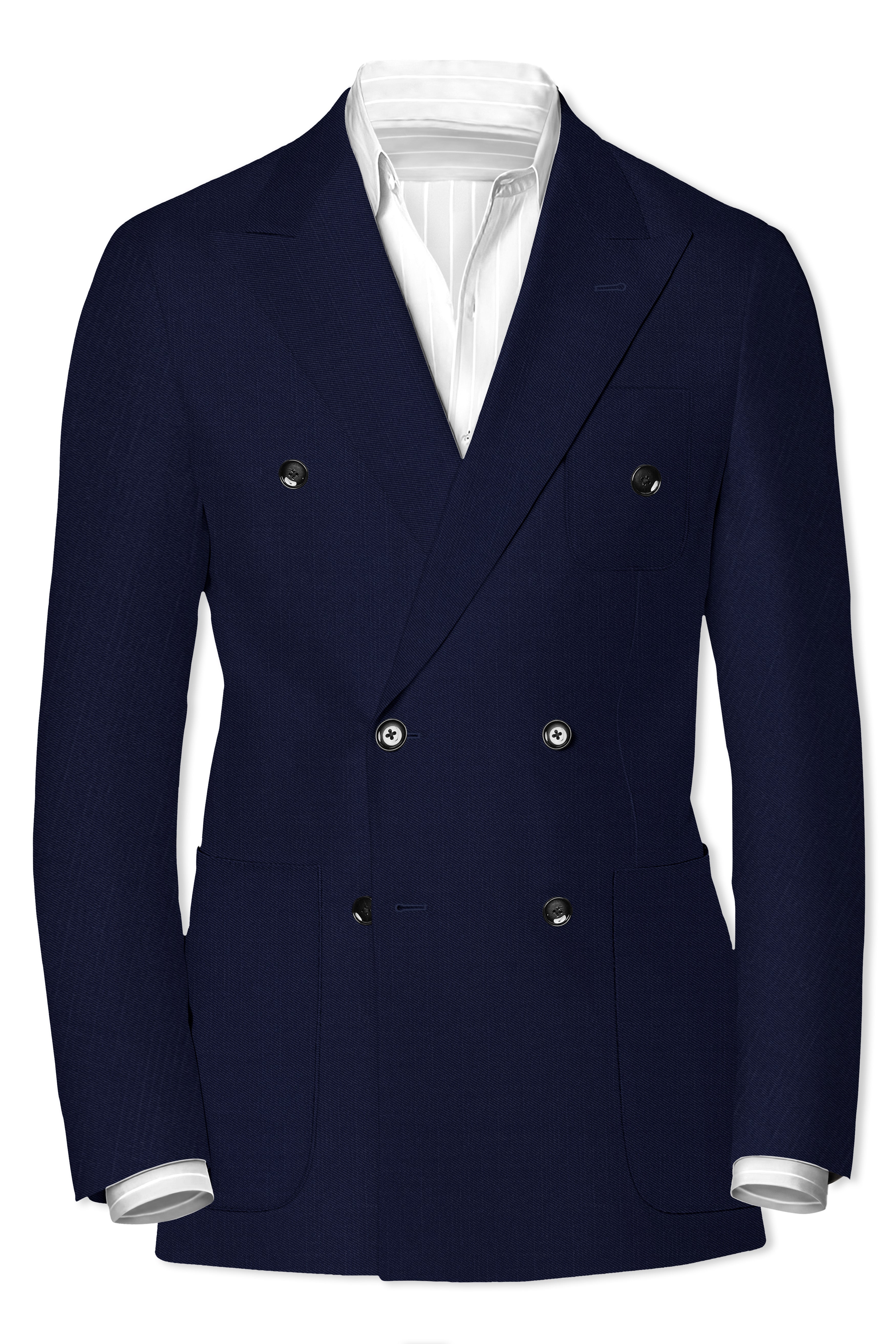 Cloud Burst Blue Wool Rich Double Breasted Sports Suit