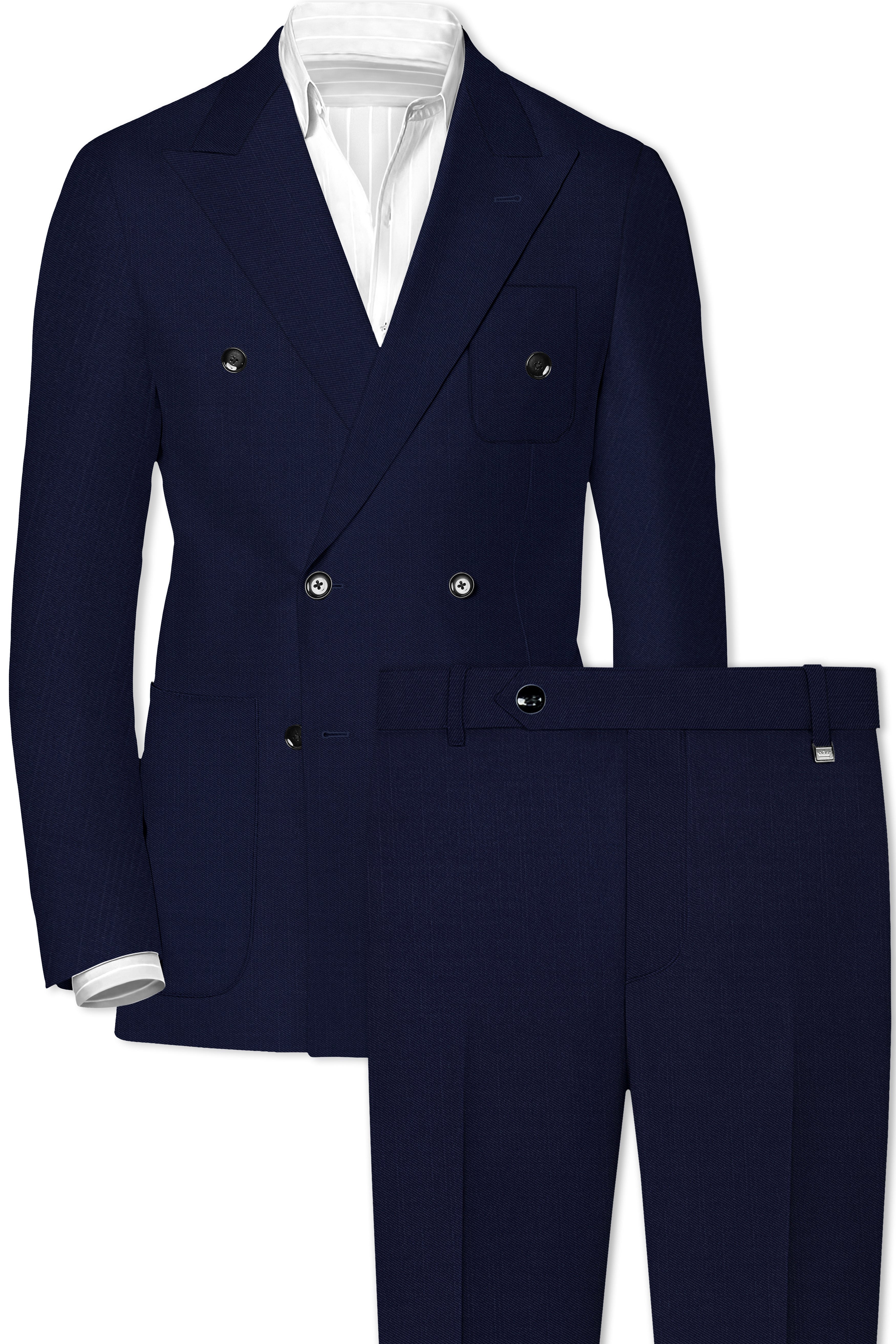 Cloud Burst Blue Wool Rich Double Breasted Sports Suit