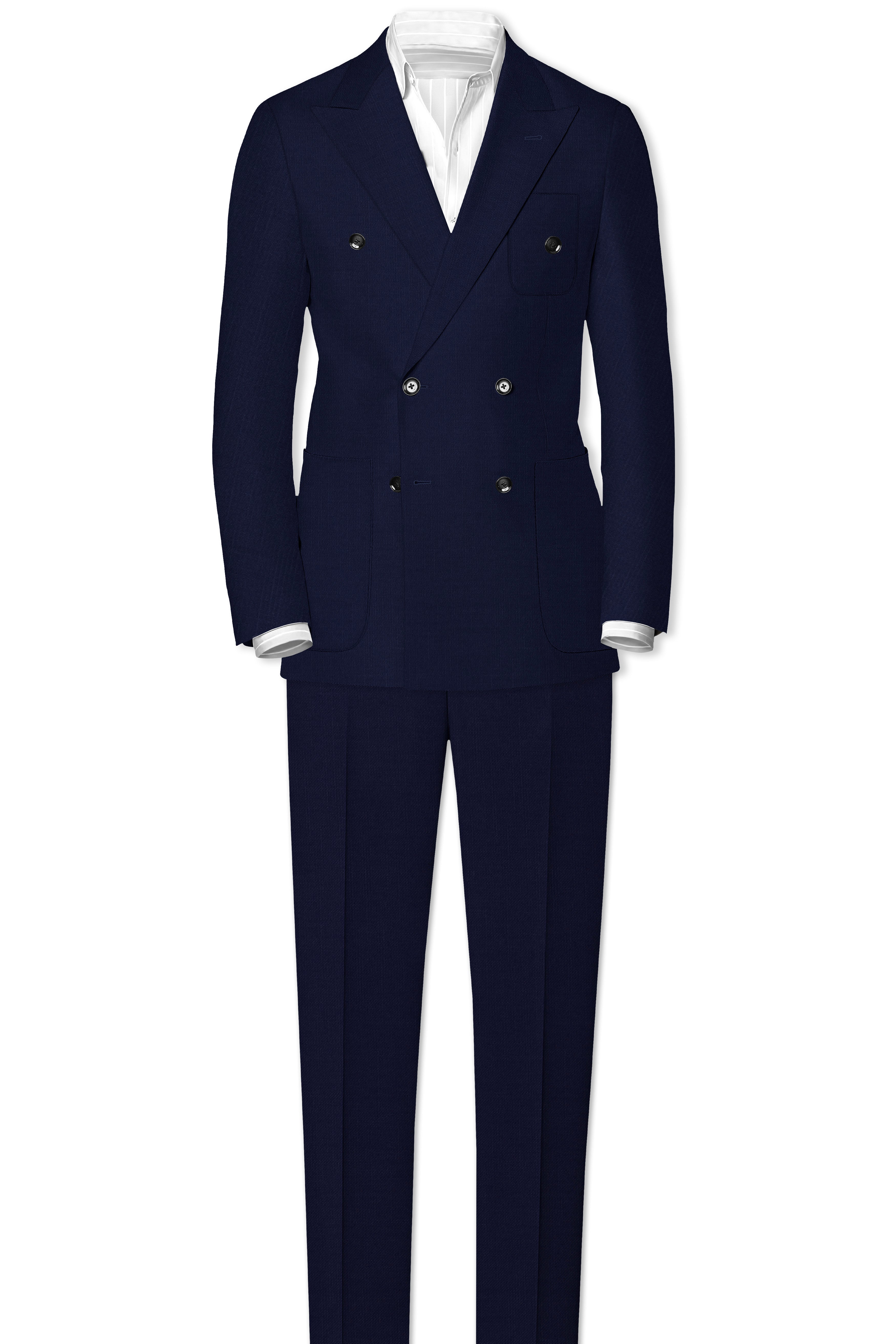 Cloud Burst Blue Wool Rich Double Breasted Sports Suit