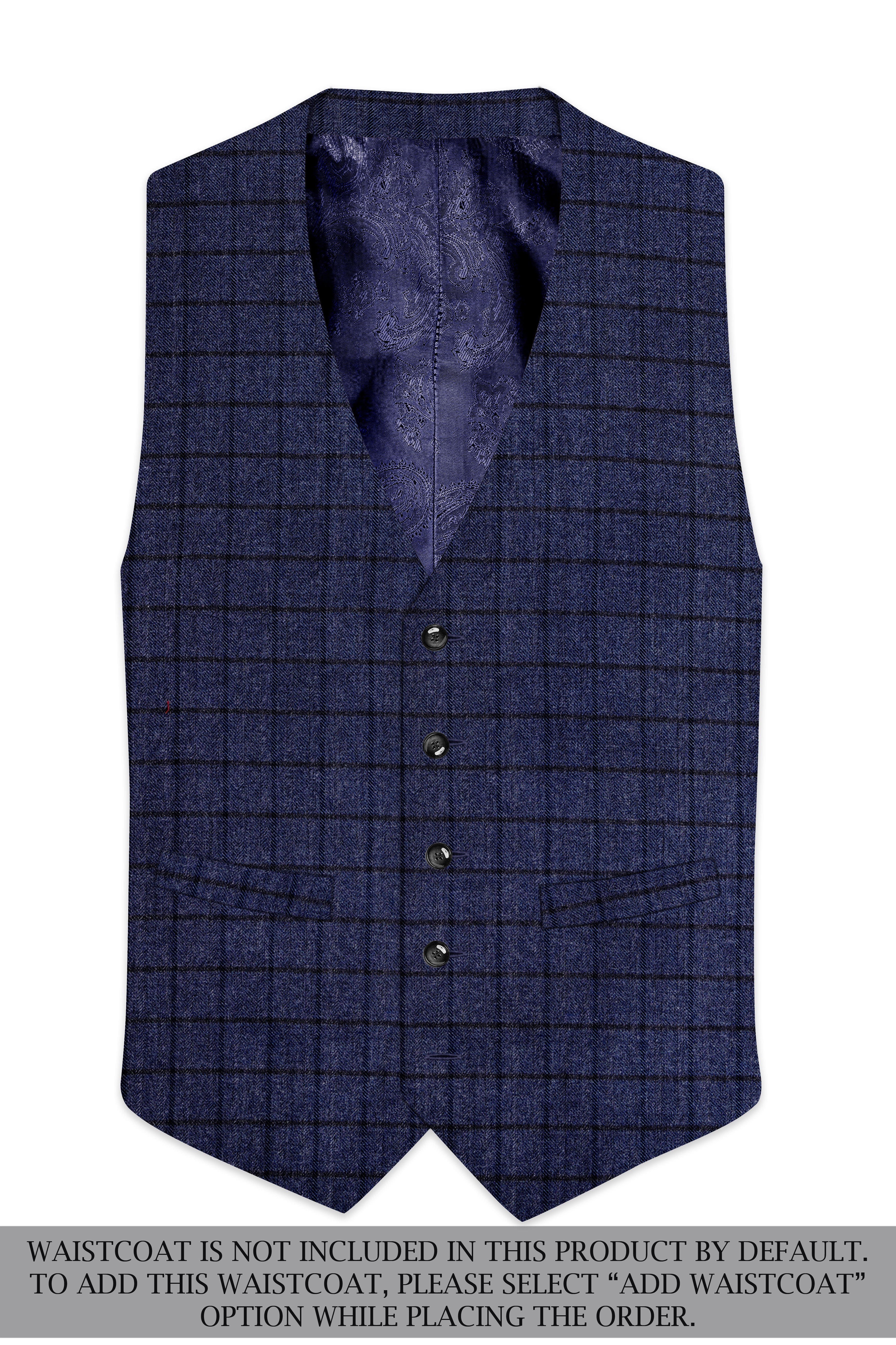 Ebony Clay Blue Windowpane Tweed Double Breasted Suit