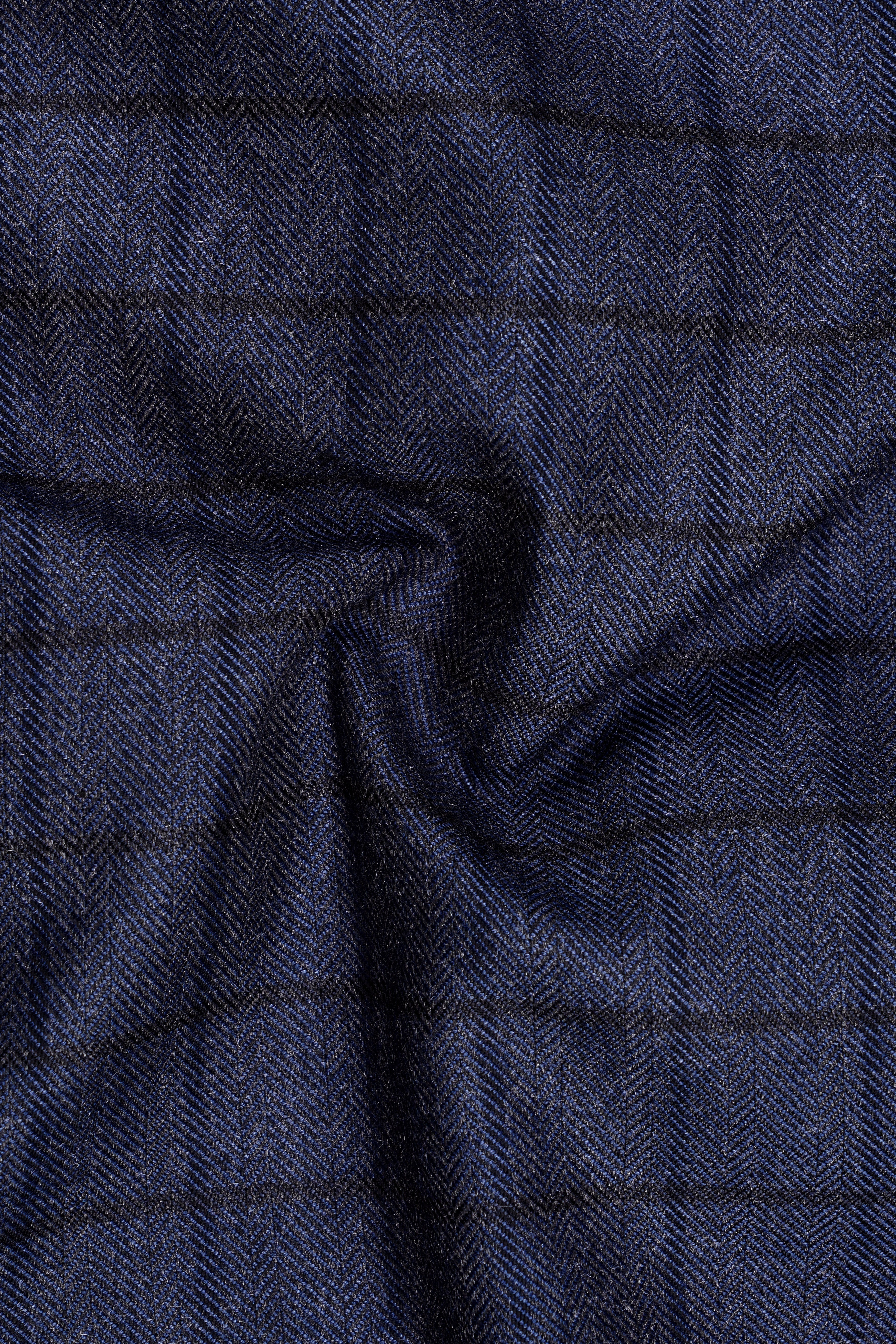 Ebony Clay Blue Windowpane Tweed Double Breasted Suit
