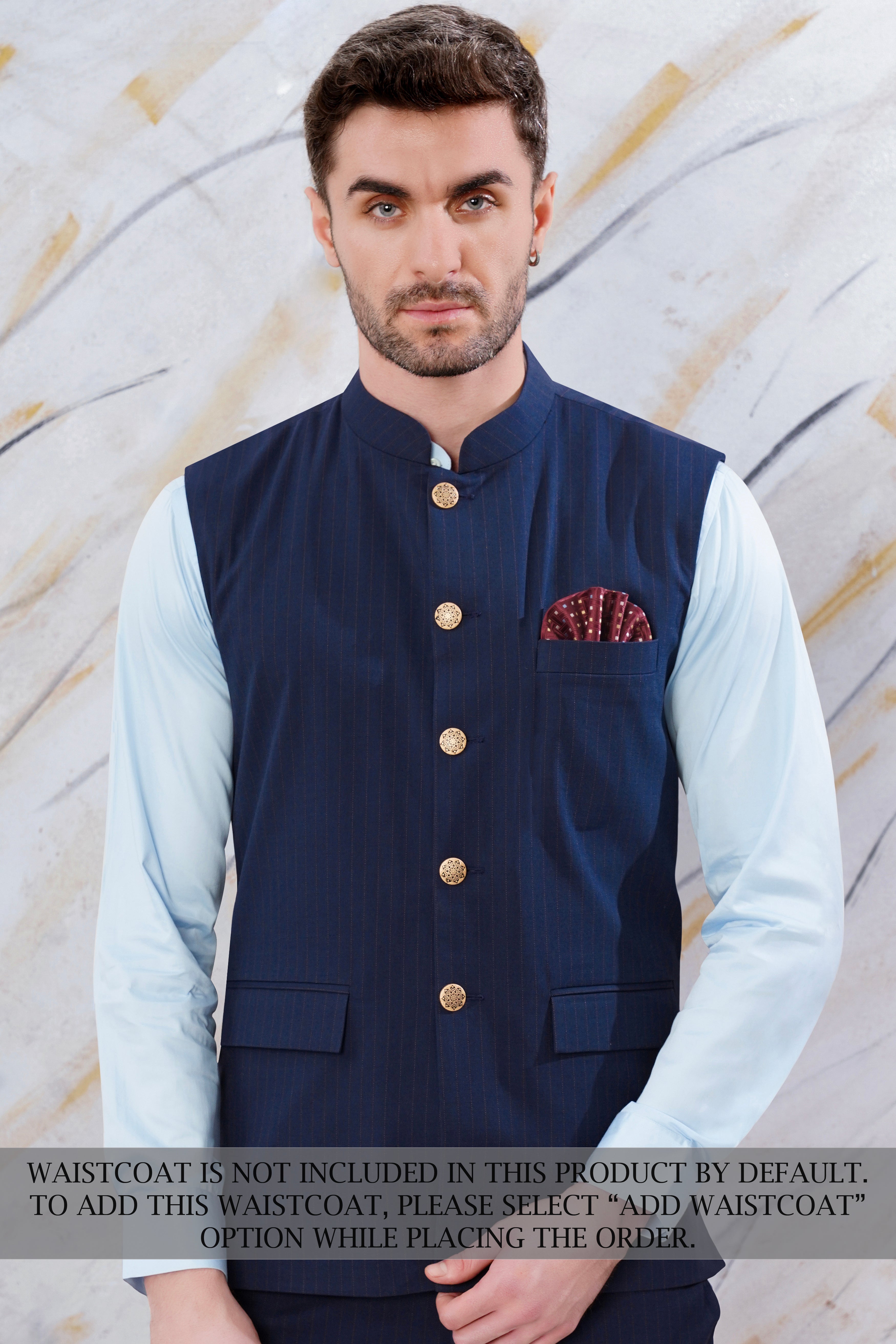 Ebony Clay Blue Striped Wool Rich Bandhgala Suit ST3088-BG-36, ST3088-BG-38, ST3088-BG-40, ST3088-BG-42, ST3088-BG-44, ST3088-BG-46, ST3088-BG-48, ST3088-BG-50, ST3088-BG-52, ST3088-BG-54, ST3088-BG-56, ST3088-BG-58, ST3088-BG-60